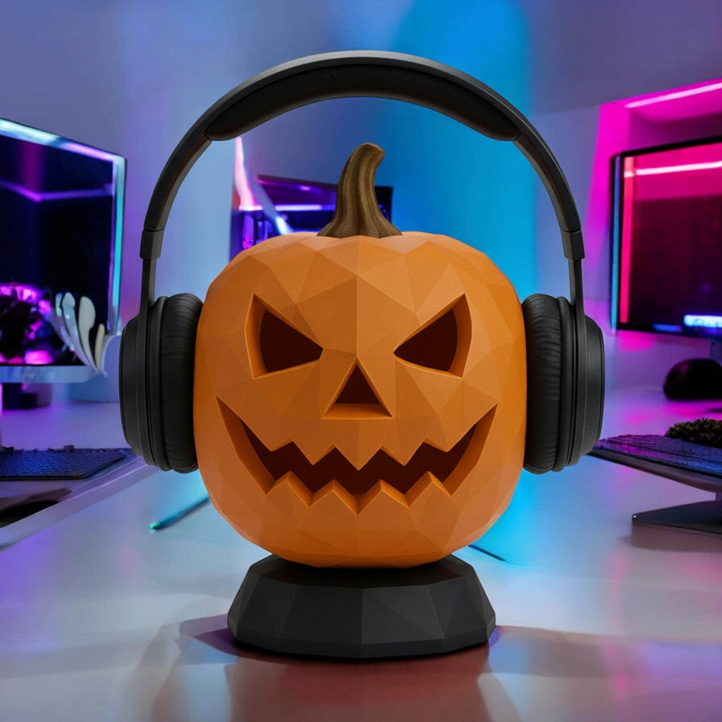 3D Printed Pumpkin Bust Headphone Stand, Halloween Gaming Decor __etsy:7280052520