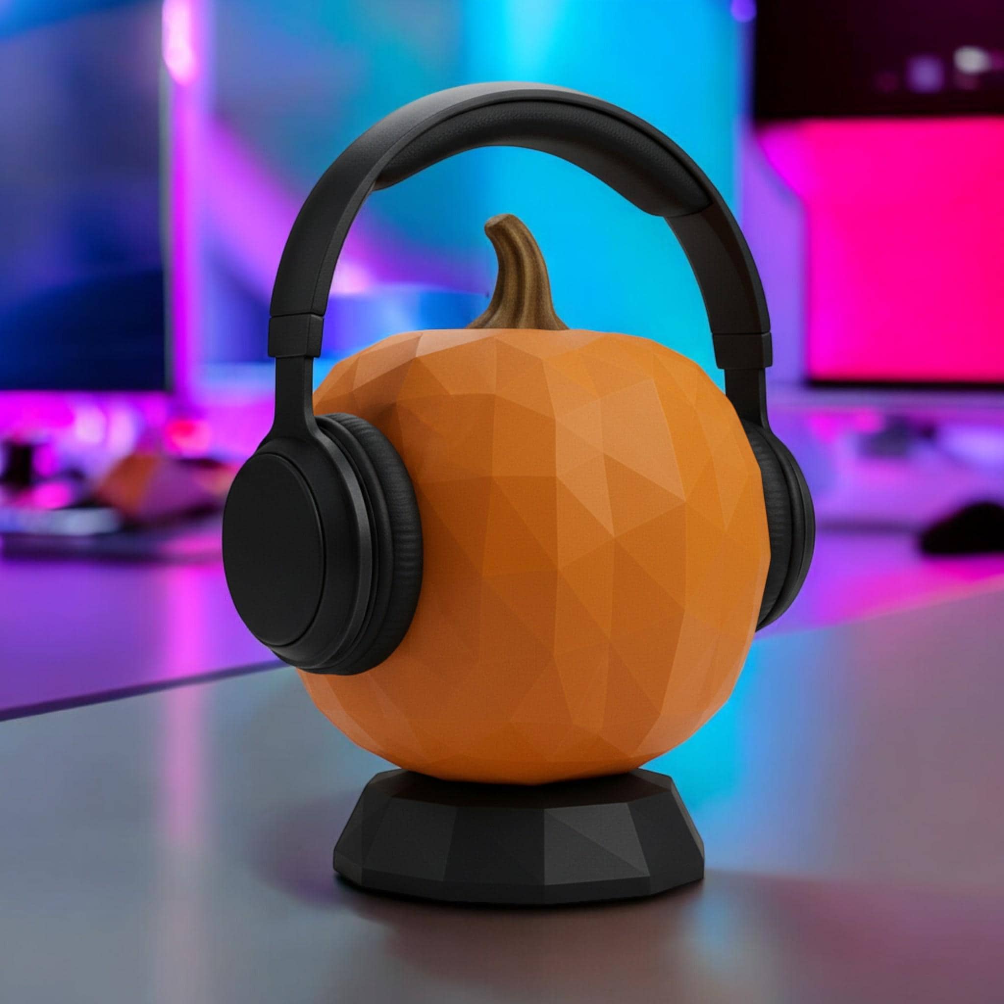 3D Printed Pumpkin Bust Headphone Stand, Halloween Gaming Decor __etsy:7327998723
