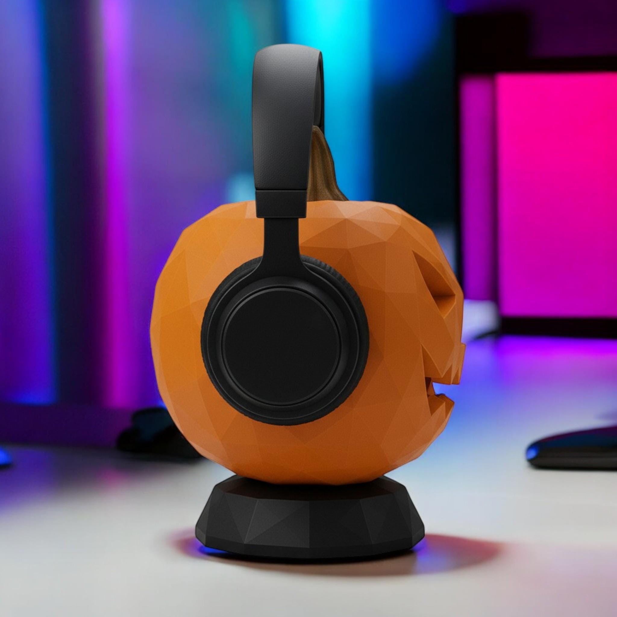 3D Printed Pumpkin Bust Headphone Stand, Halloween Gaming Decor __etsy:7280052508