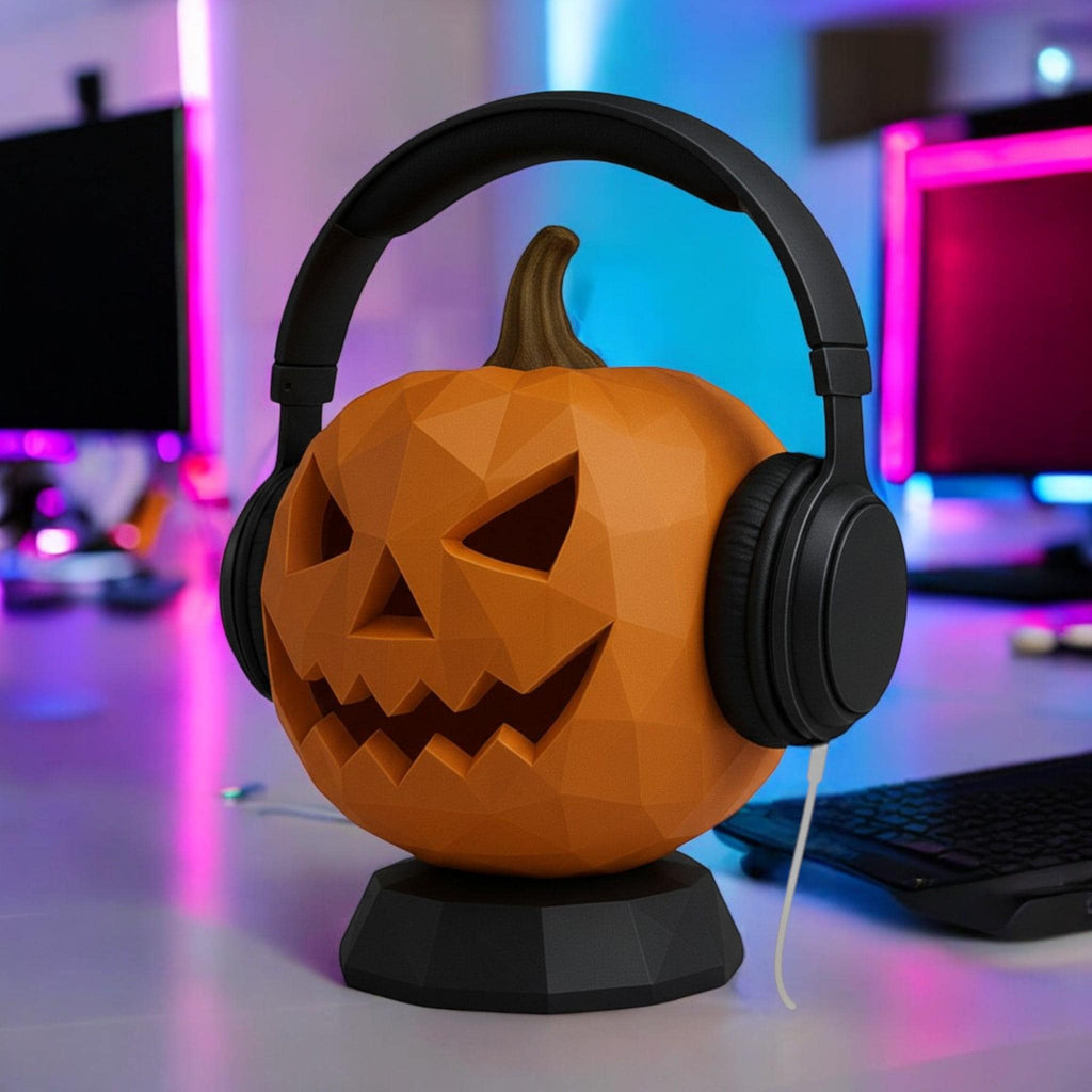 3D Printed Pumpkin Bust Headphone Stand, Halloween Gaming Decor __etsy:7327998741