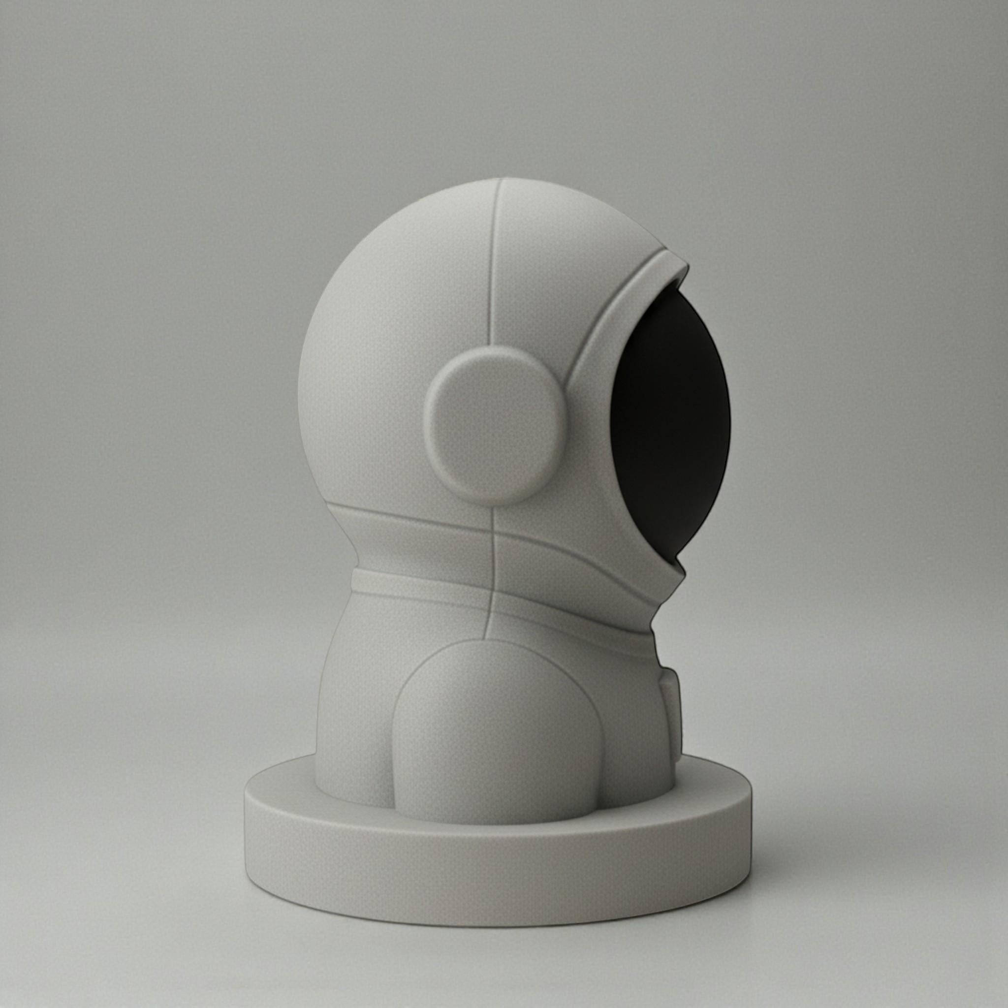 Happy3dWorld white and black matte 3D printed astronaut headphone stand for gaming desks