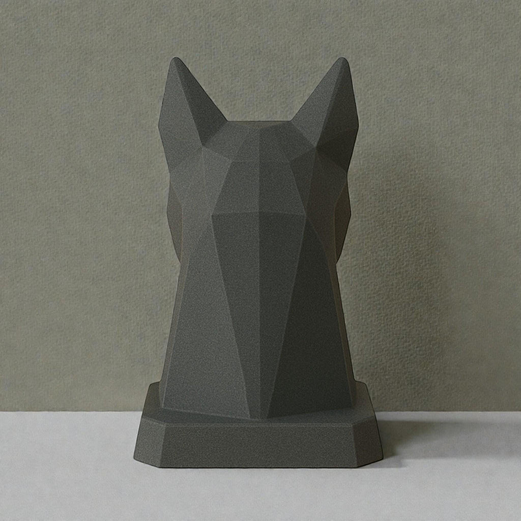 Happy3dWorld black geometric low-poly dog head headphone stand for gaming desks