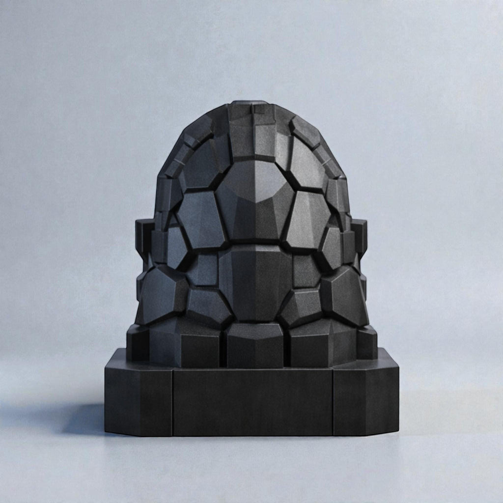 Happy3dWorld black geometric gorilla headphone stand with a faceted design for gaming desk decor.