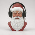 Happy3dWorld 3D printed Santa Claus bust wearing black over-ear headphones, a festive red and white desk decoration.