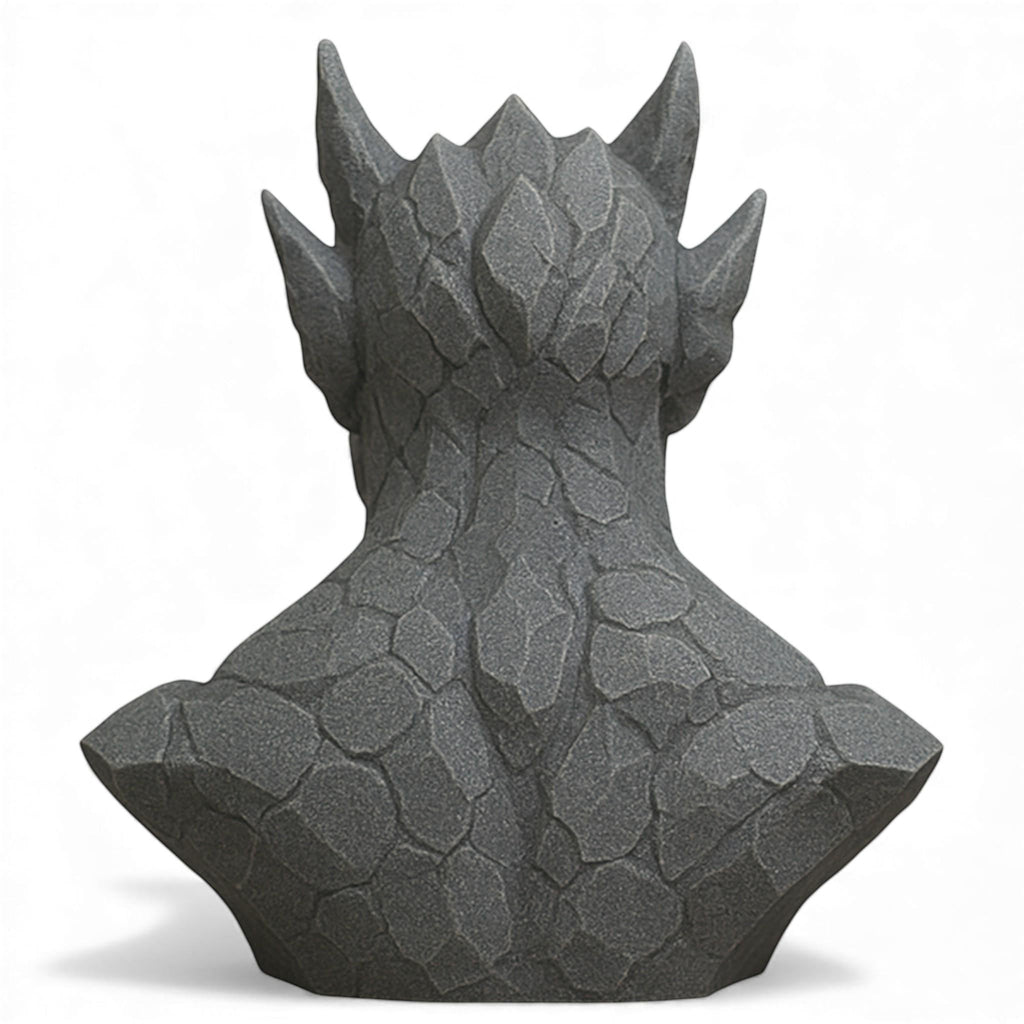 Happy3dWorld gray stone-textured 3D printed gargoyle headphone stand with a gothic sculptural design