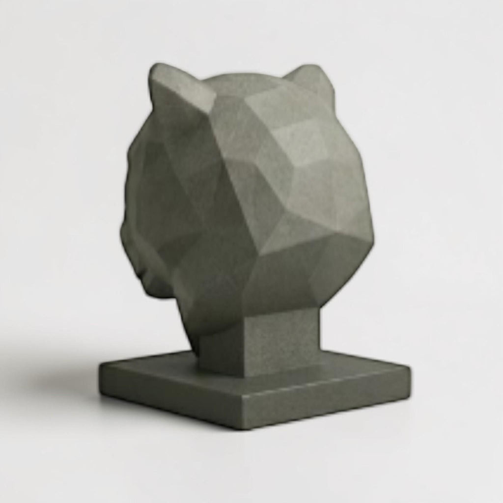Happy3dWorld gray low-poly geometric tiger headphone stand for gaming desk decor