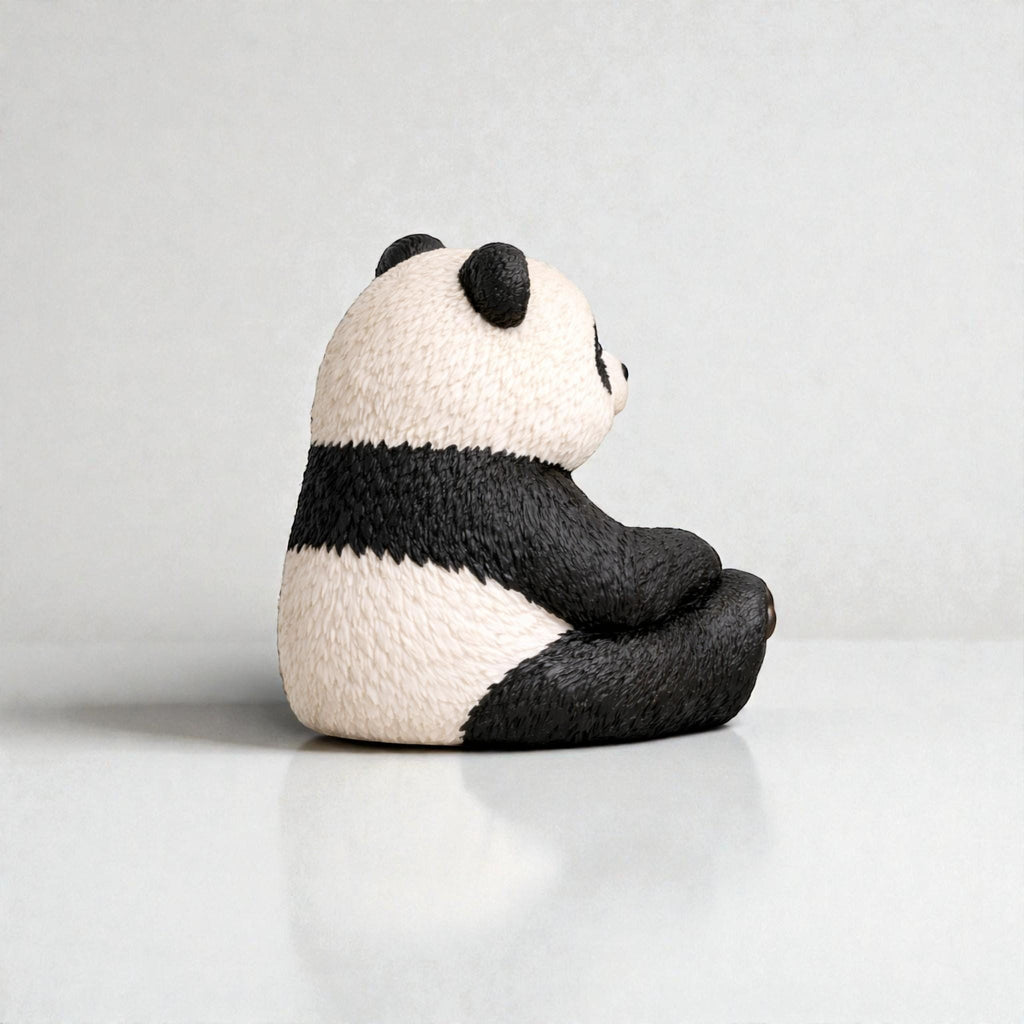 Happy3dWorld 3D printed panda headphone stand with detailed fur texture in black and white bioplastic