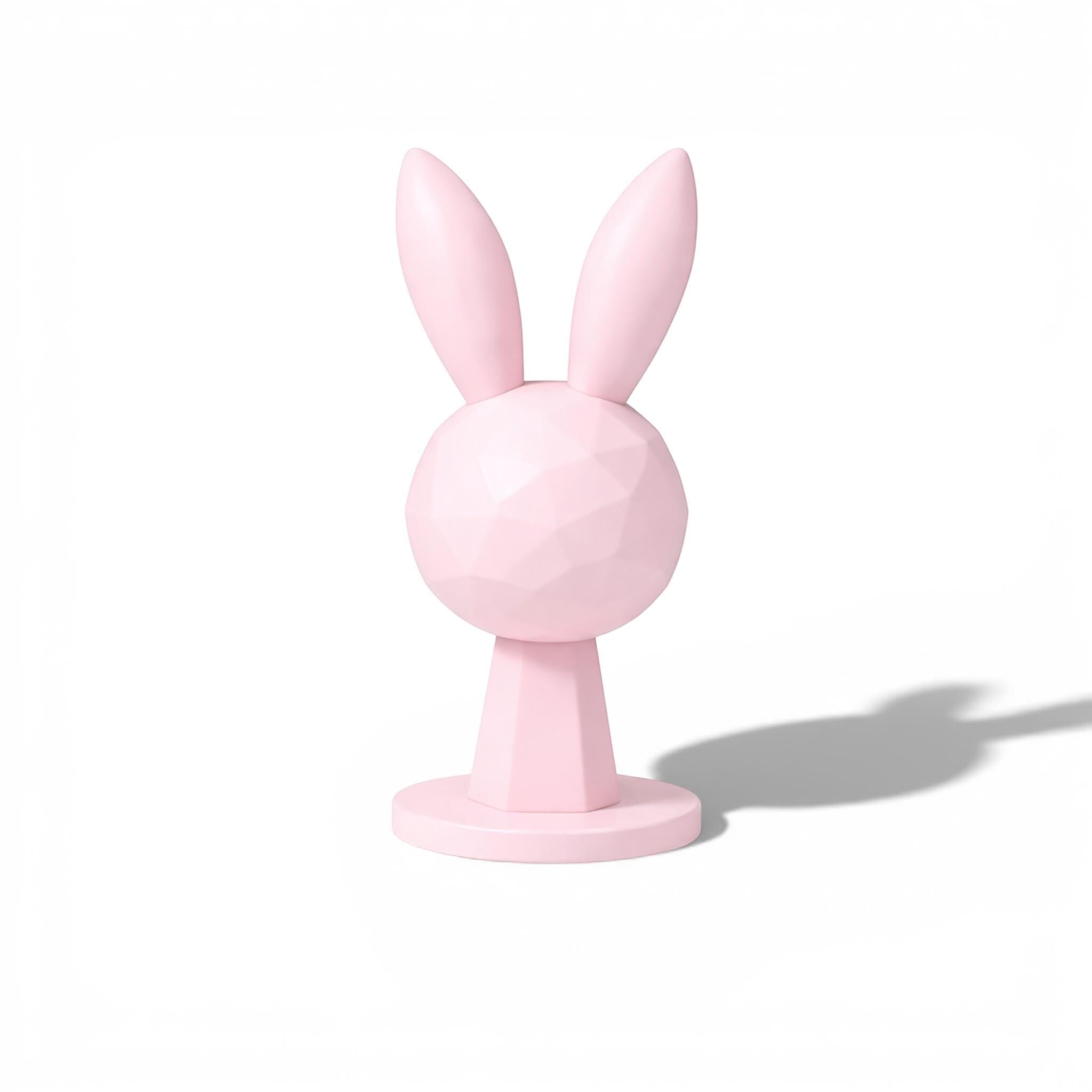 Happy3dWorld pink low-poly geometric bunny headphone stand for kawaii gaming desk setups
