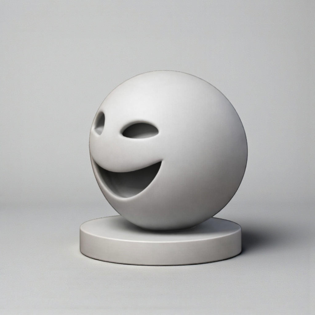 Happy3dWorld minimalist grey smiley emoji headphone stand bust for gaming desk organization
