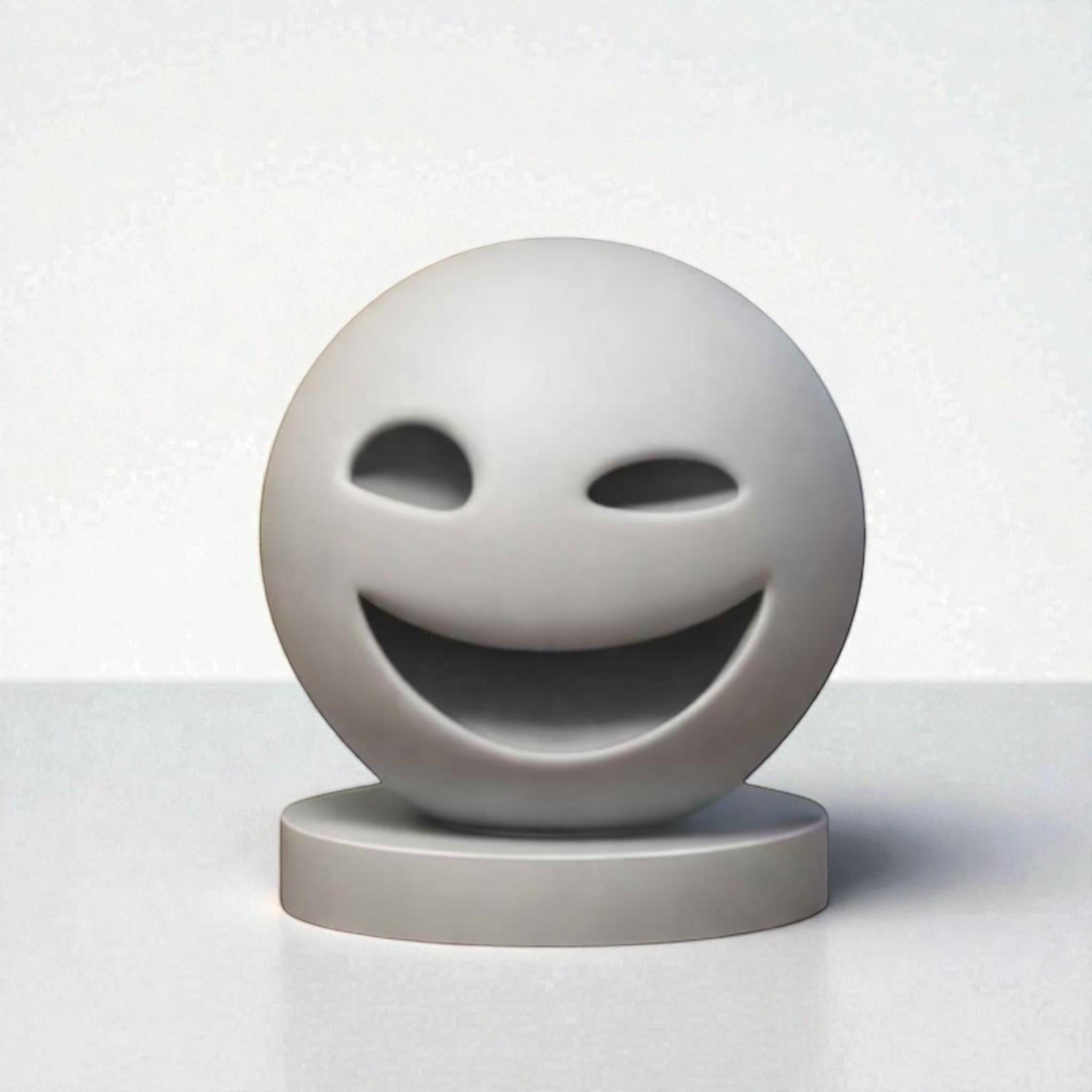 Happy3dWorld minimalist grey smiley face emoji headphone stand bust for gaming desk organization