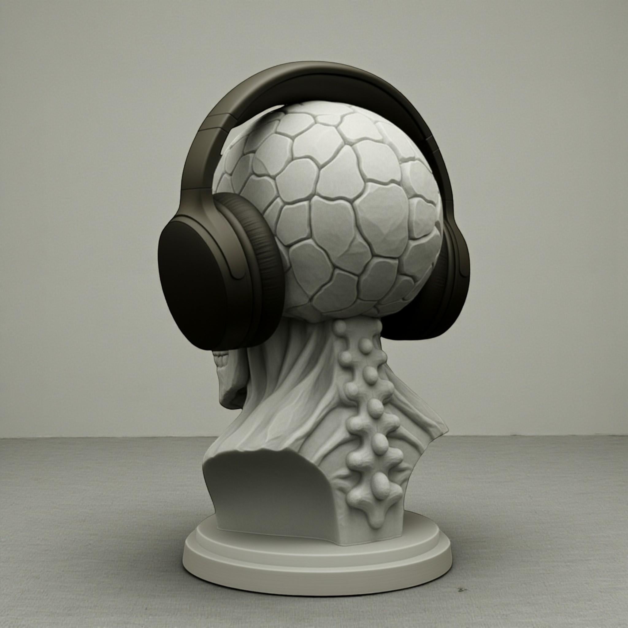 Skeleton Headset Holder – Cyberpunk Gaming Desk Decor – 3D printed headphone stand detail 15