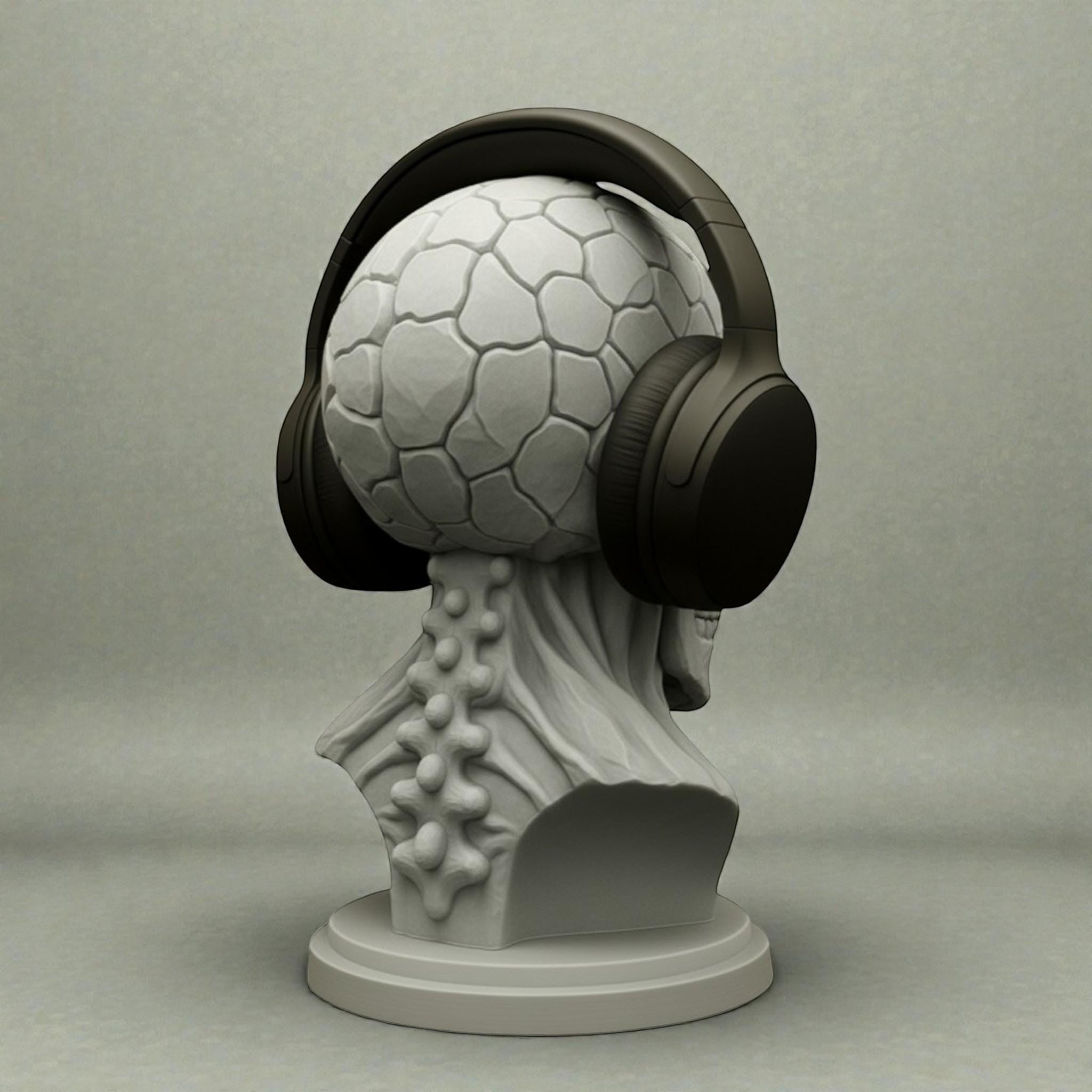 Skeleton Headset Holder – Cyberpunk Gaming Desk Decor – 3D printed headphone stand detail 16