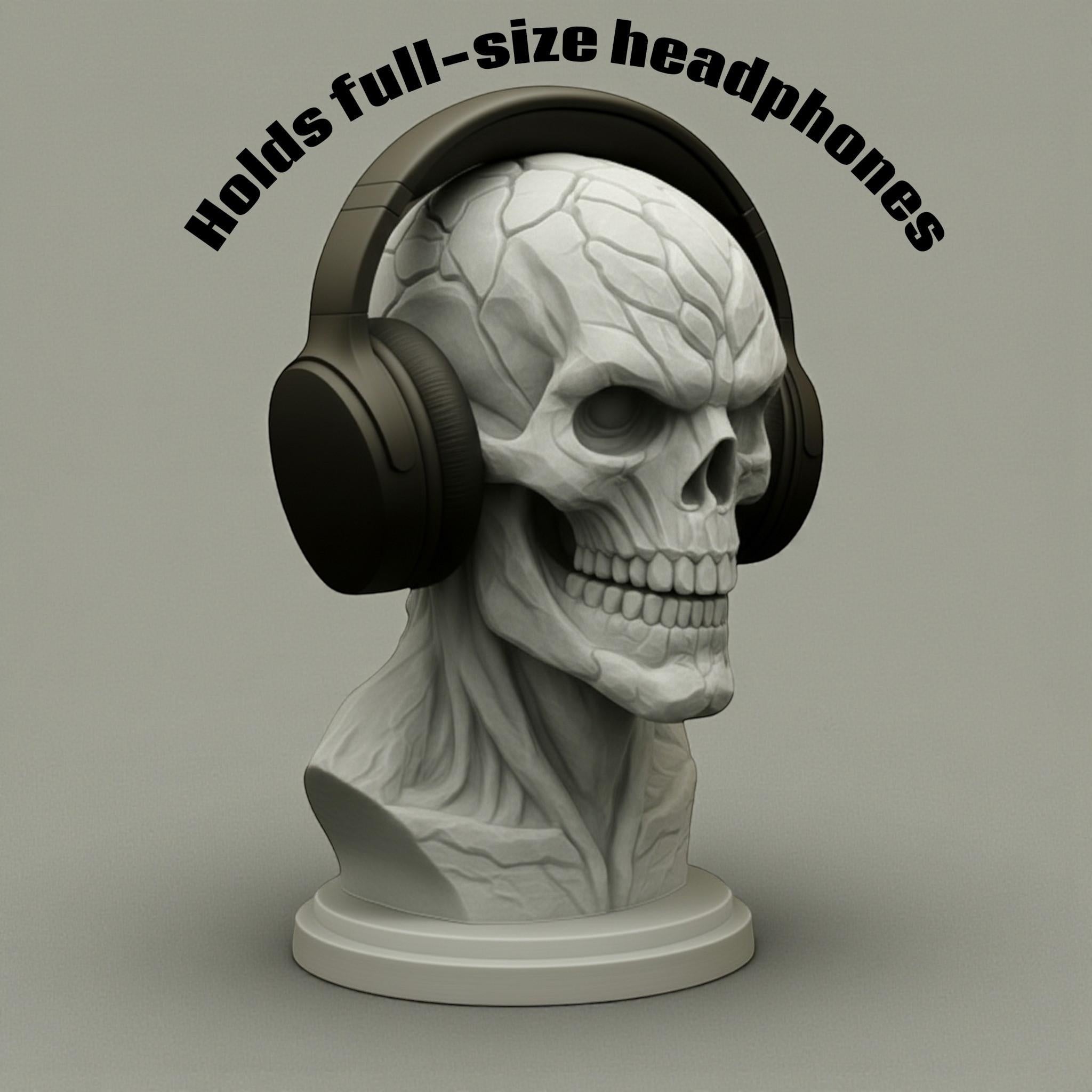 Skeleton Headset Holder – Cyberpunk Gaming Desk Decor – 3D printed headphone stand detail 7
