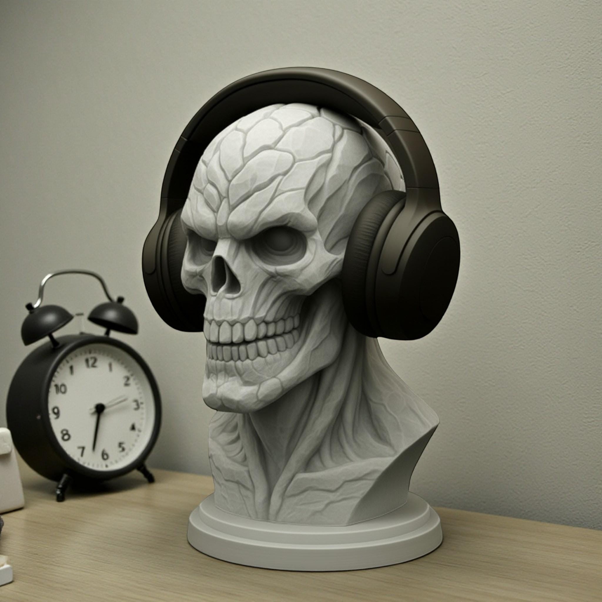 Skeleton Headset Holder – Cyberpunk Gaming Desk Decor – 3D printed headphone stand detail 8
