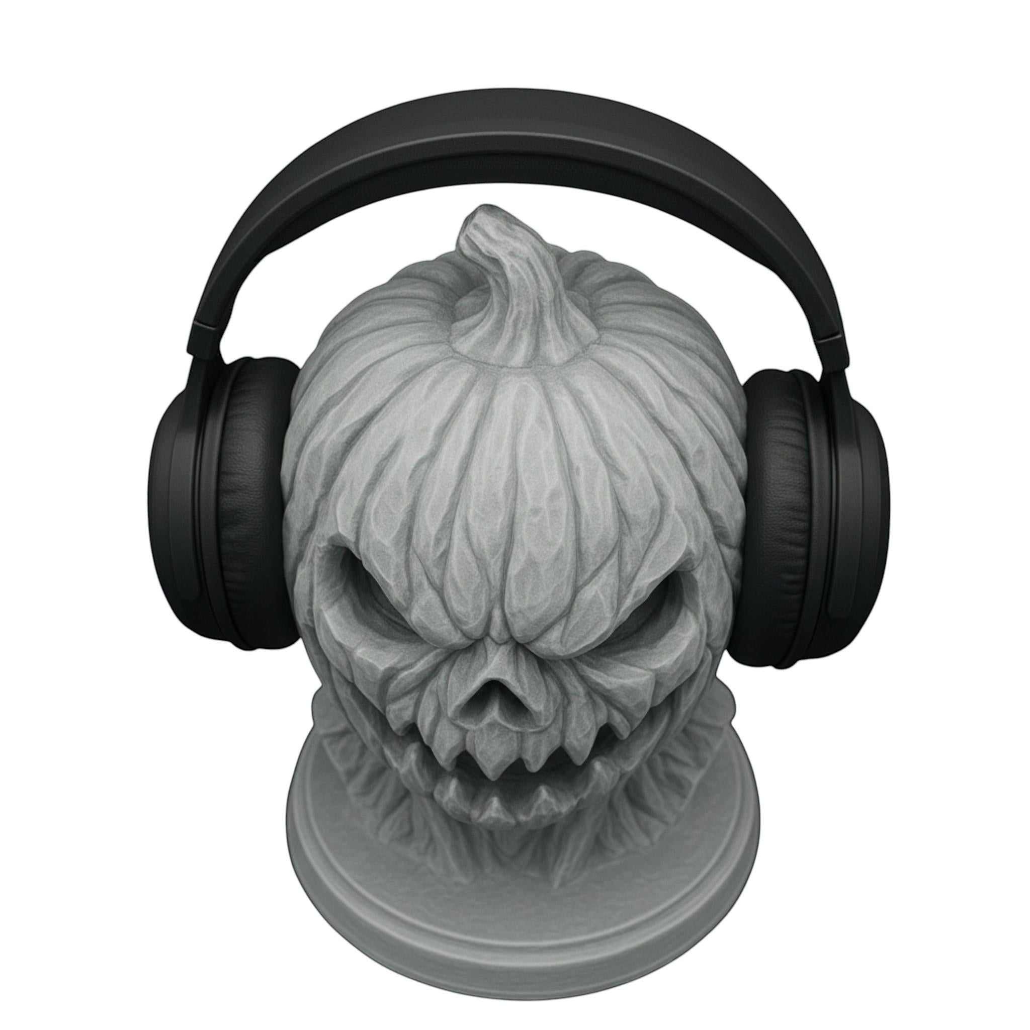 Pumpkin Skull Headphone Stand – Gothic Halloween Decor – 3D printed headphone stand detail 11