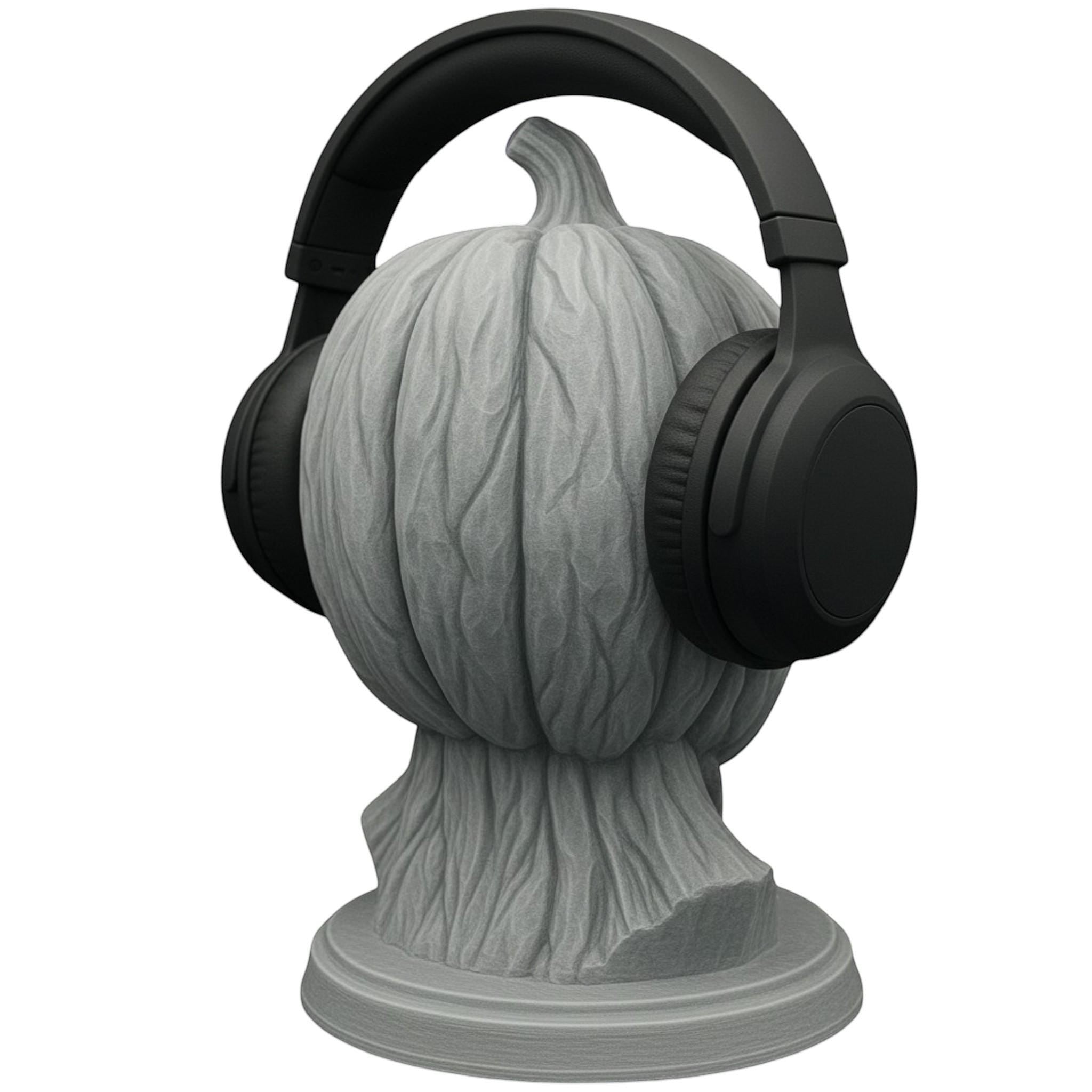 Pumpkin Skull Headphone Stand – Gothic Halloween Decor – 3D printed headphone stand detail 14