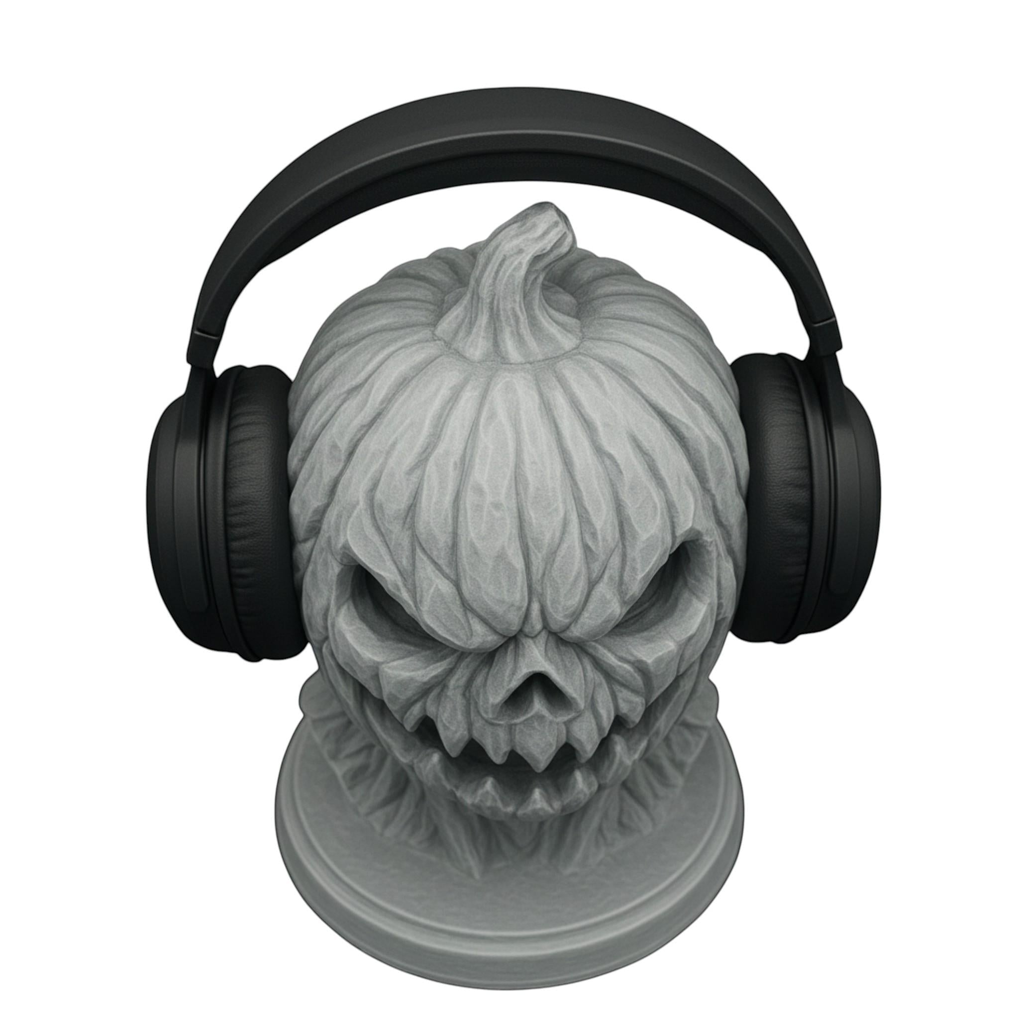 Pumpkin Skull Headphone Stand – Gothic Halloween Decor – 3D printed headphone stand detail 8