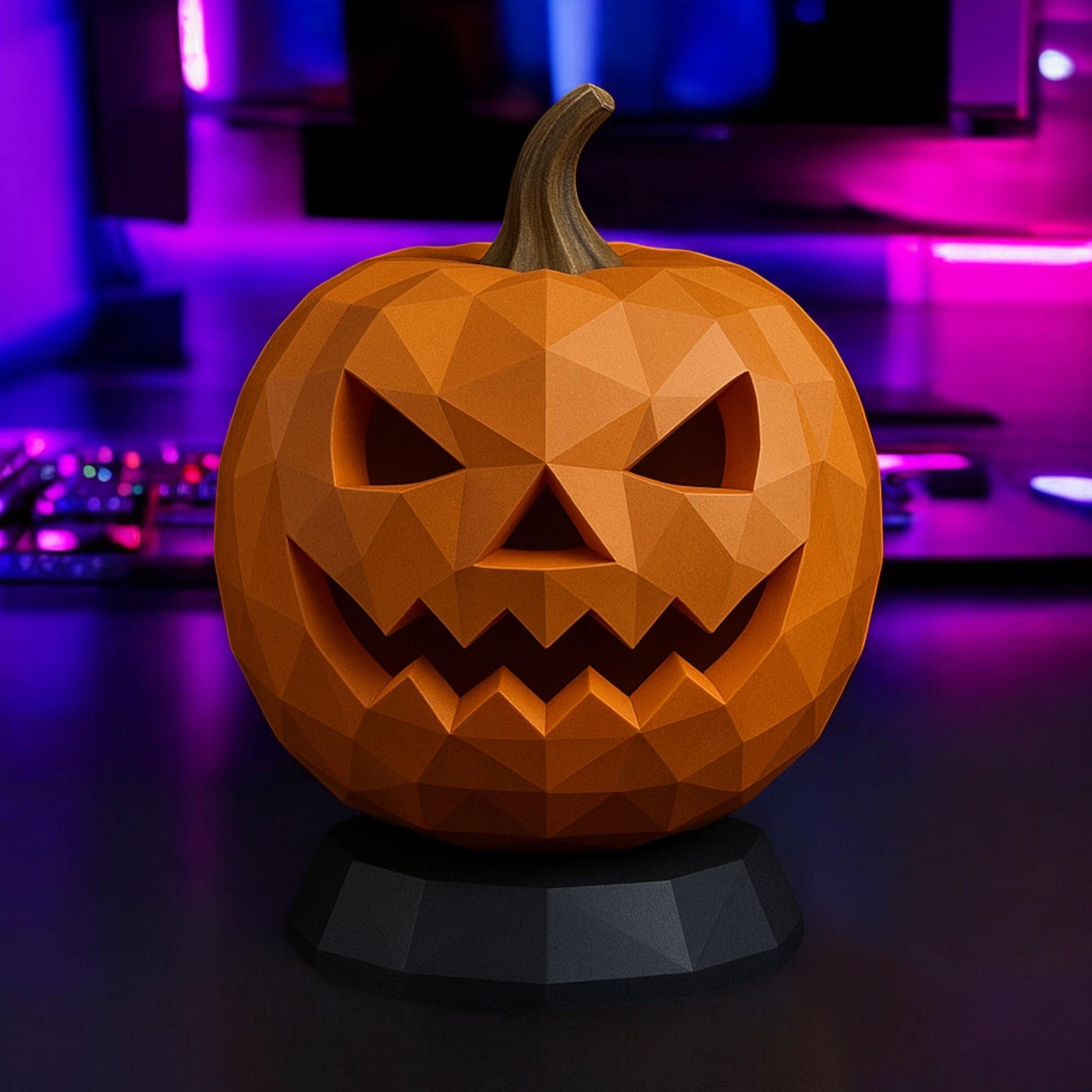 Pumpkin Bust Headphone Stand – 3D Printed Halloween Desk Decor – 3D printed headphone stand detail 8