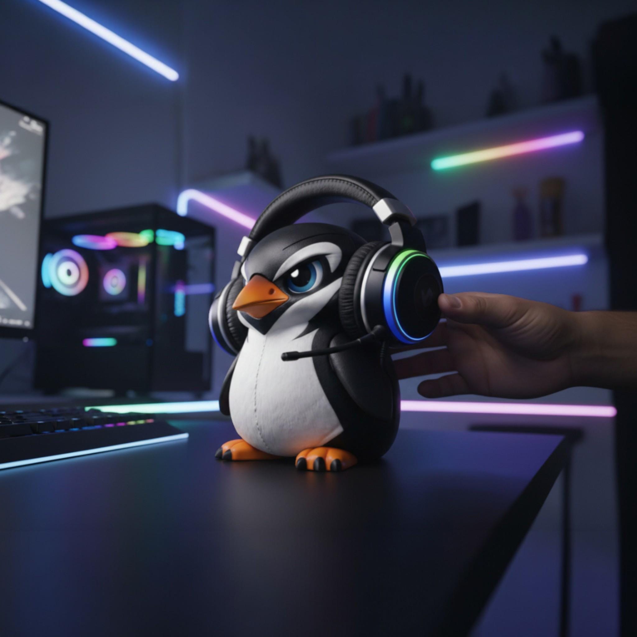 Penguin Headphone Stand, 3D Printed Headset Holder for Gaming Desk – 3D printed headphone stand detail 2