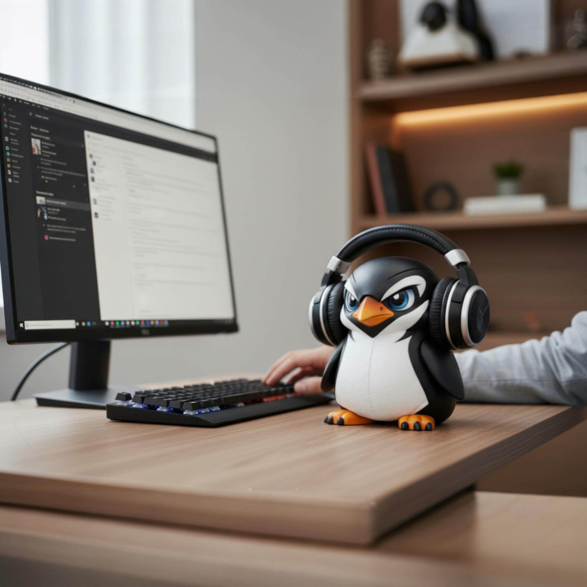 Penguin Headphone Stand, 3D Printed Headset Holder for Gaming Desk – 3D printed headphone stand detail 3