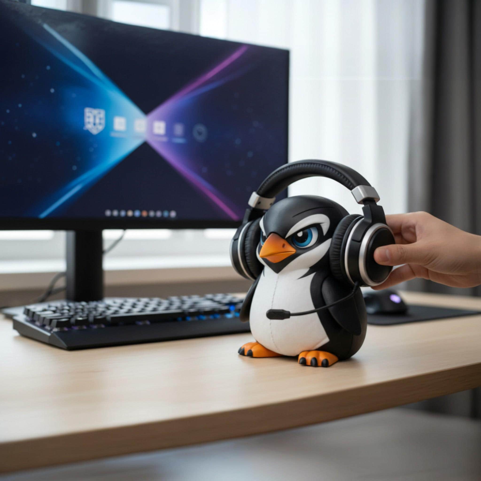 Penguin Headphone Stand, 3D Printed Headset Holder for Gaming Desk – 3D printed headphone stand detail 5