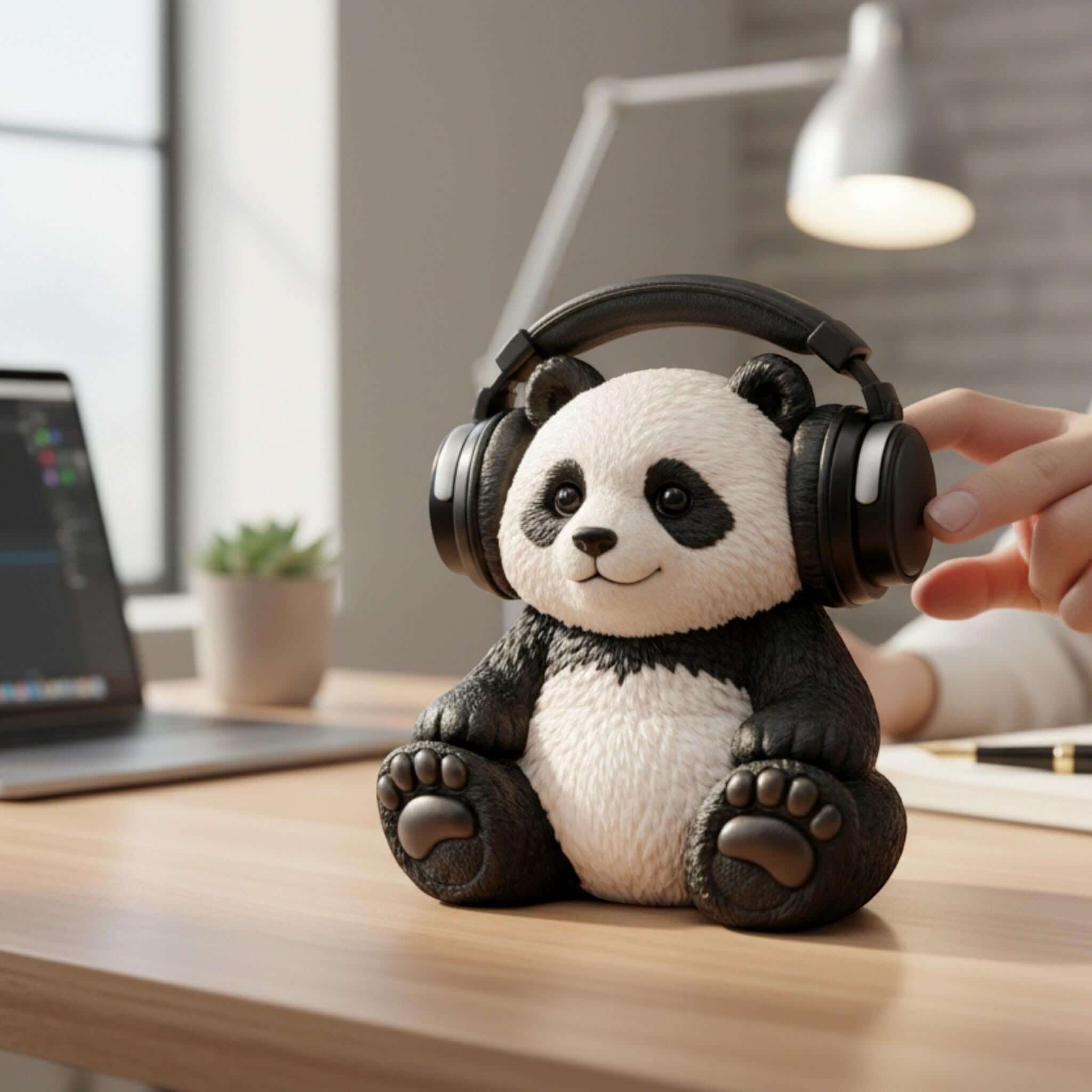 Panda Headphone Stand – 3D Printed Gaming Desk Organizer – 3D printed headphone stand detail 3