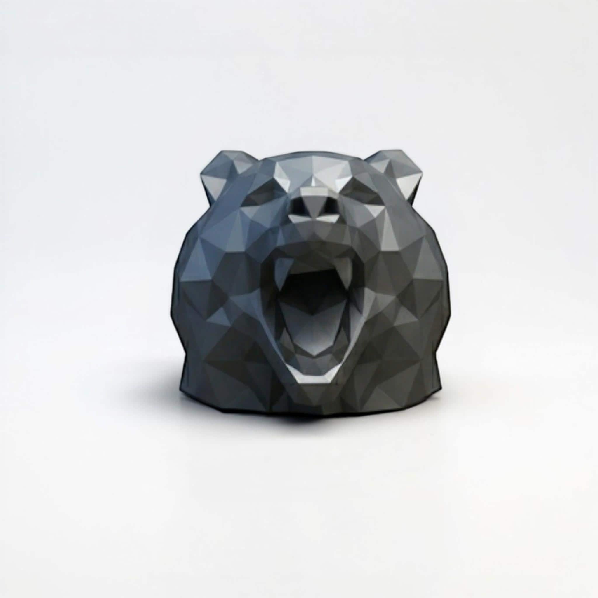 Low-Poly Bear Headphone Holder – Modern Desk Decor – 3D printed headphone stand detail 13