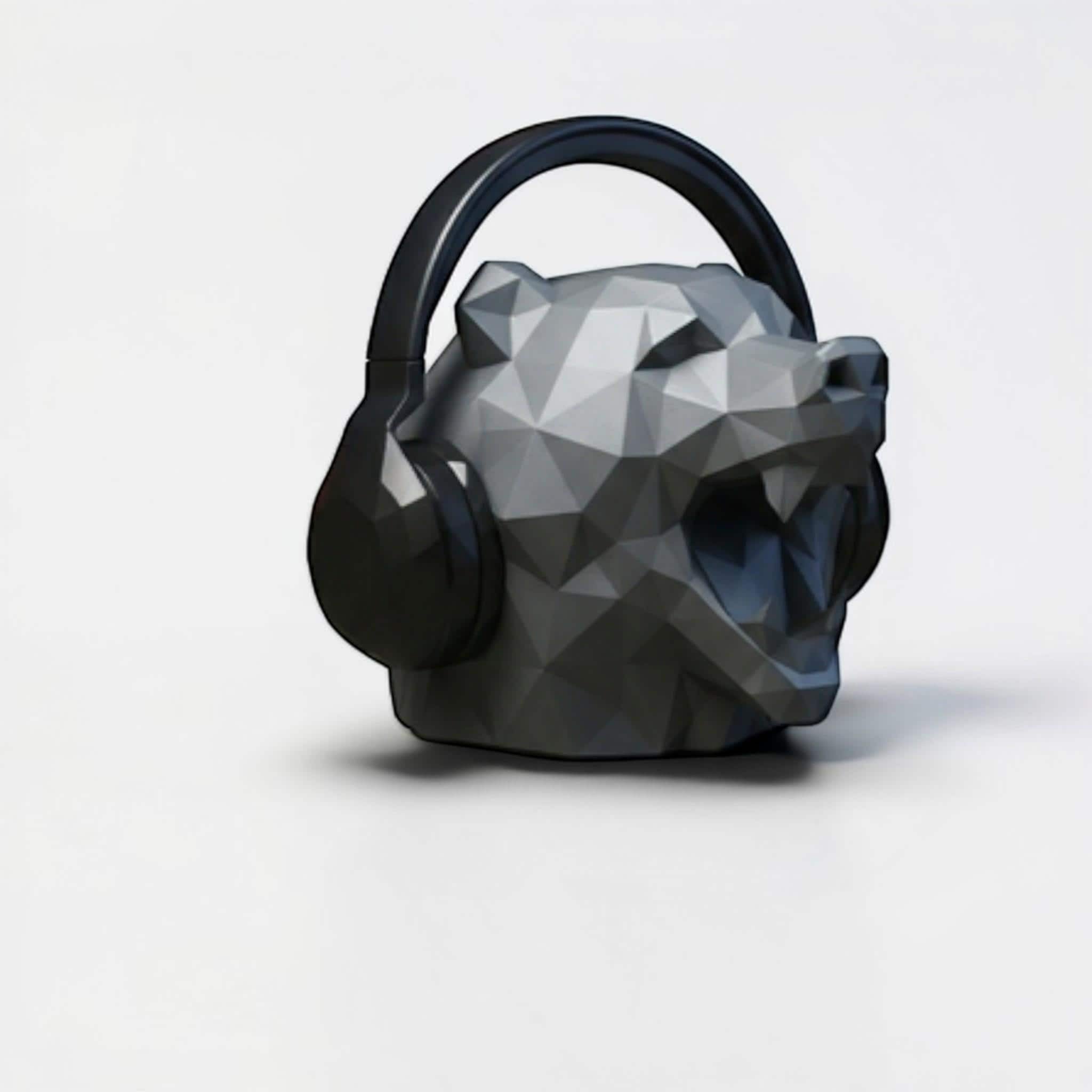 Low-Poly Bear Headphone Holder – Modern Desk Decor – 3D printed headphone stand detail 7