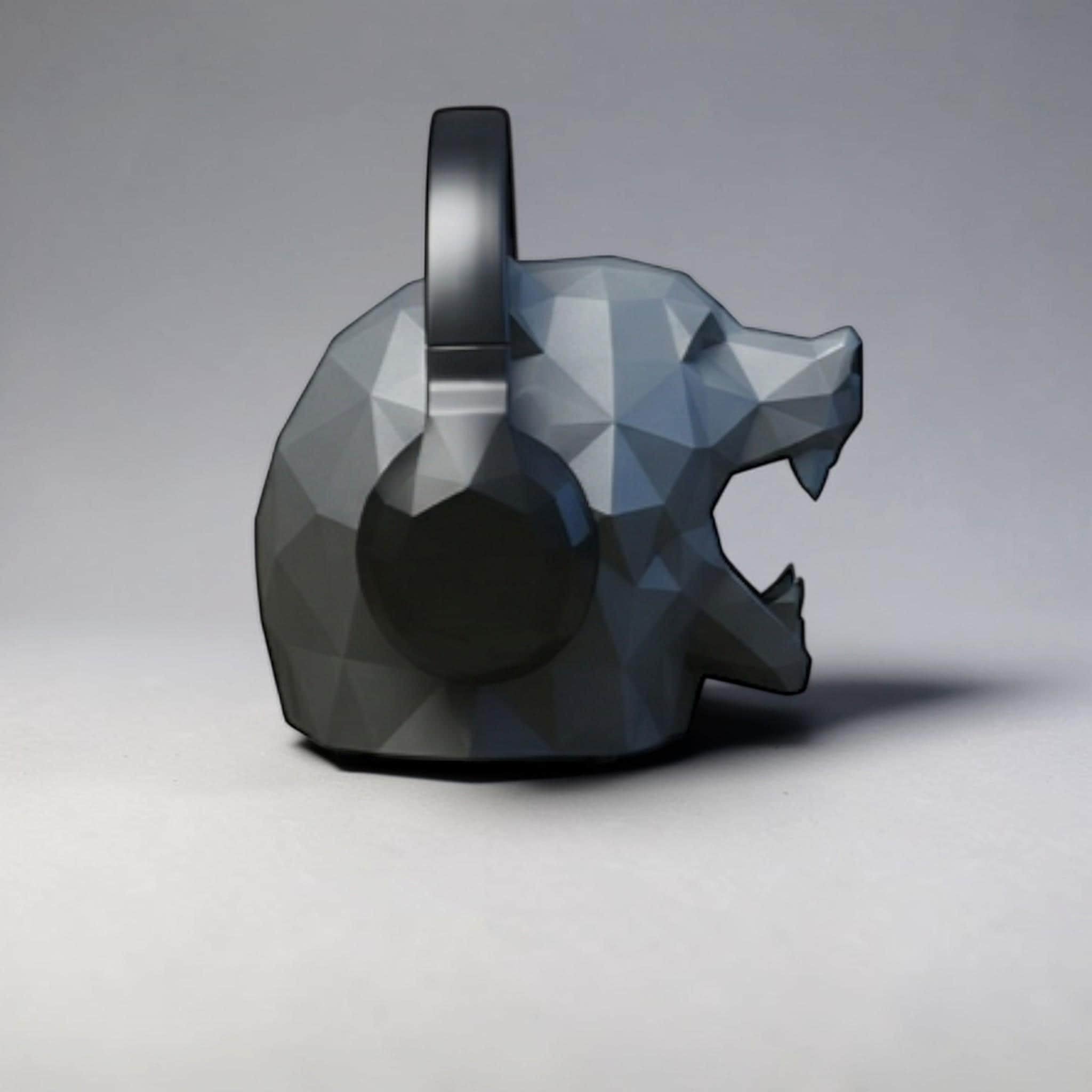 Low-Poly Bear Headphone Holder – Modern Desk Decor – 3D printed headphone stand detail 9