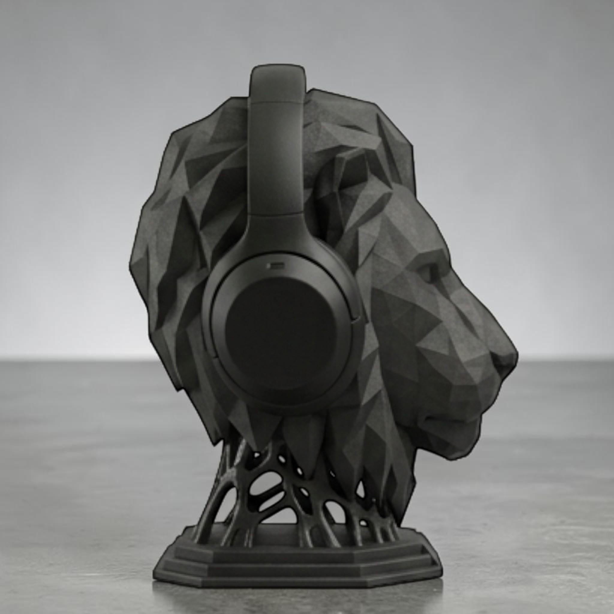 Lion Headphone Holder – Minimalist Gaming Desk Organizer – 3D printed headphone stand detail 12