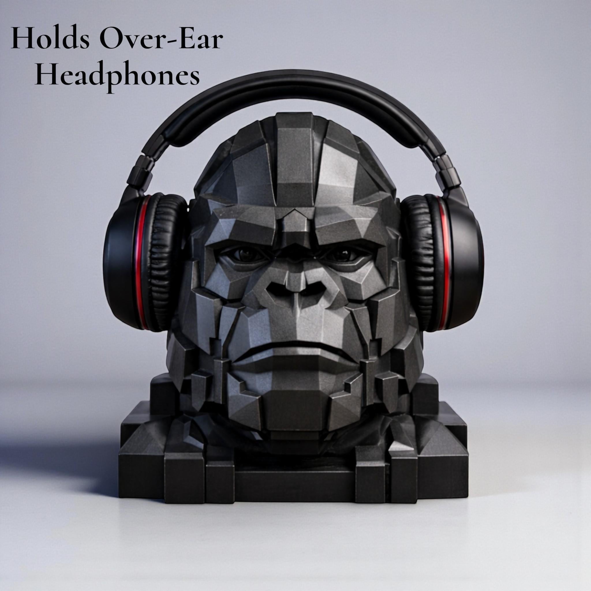Gorilla Headphone Stand | 3D Printed Gaming Desk Decor – 3D printed headphone stand detail 4