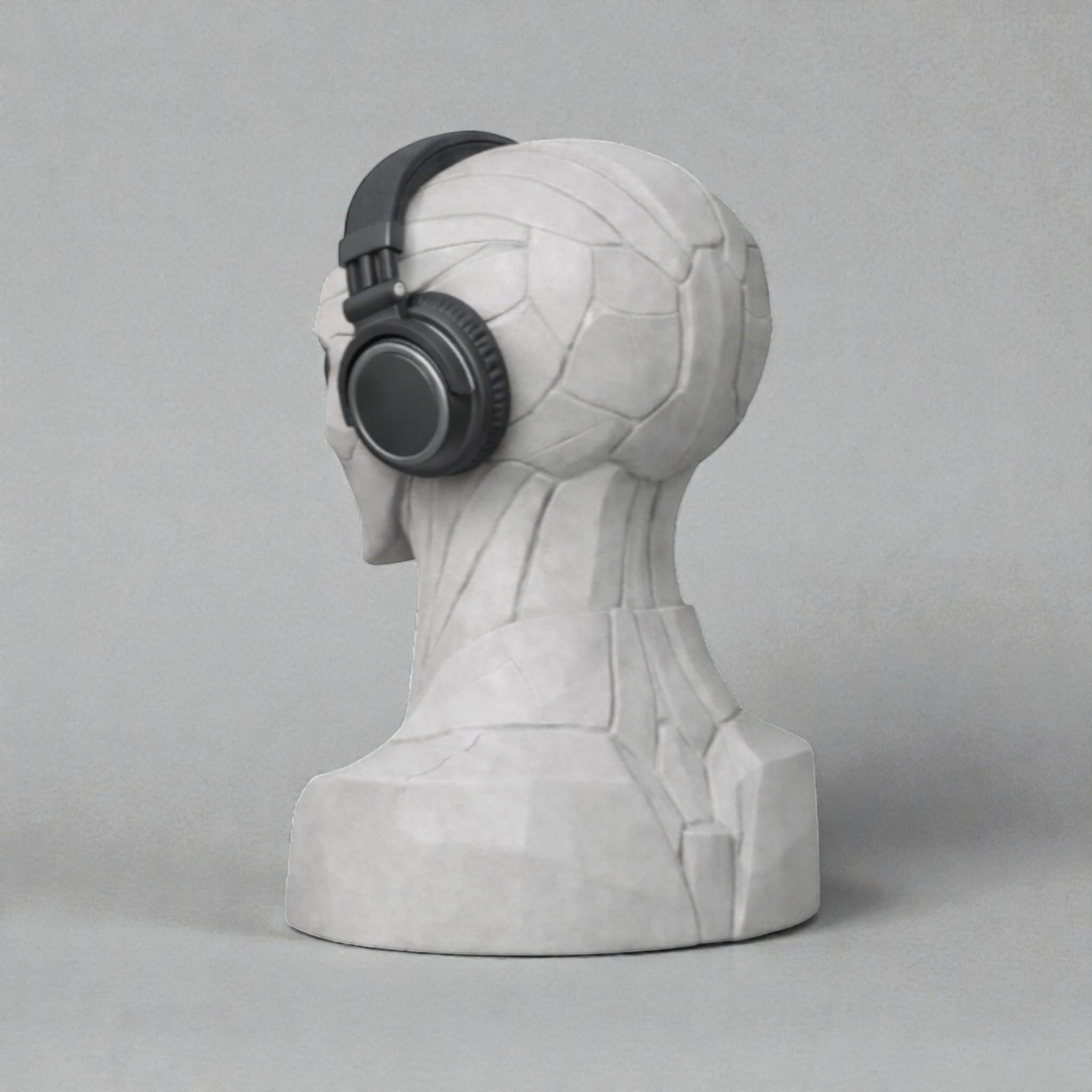 Alien Bust Headphone Stand - Sci Fi Headset Holder & Gamer Desk Decor – 3D printed headphone stand detail 11