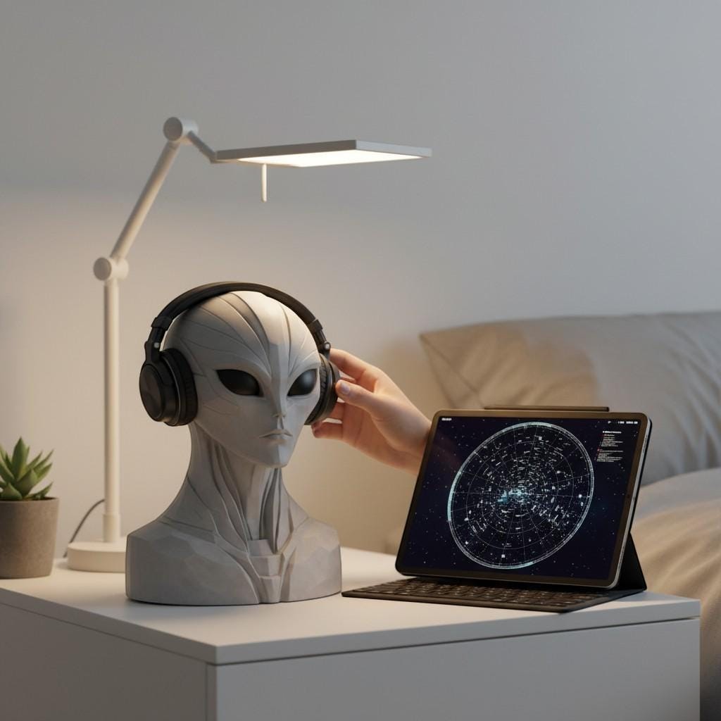 Alien Bust Headphone Stand - Sci Fi Headset Holder & Gamer Desk Decor – 3D printed headphone stand detail 5
