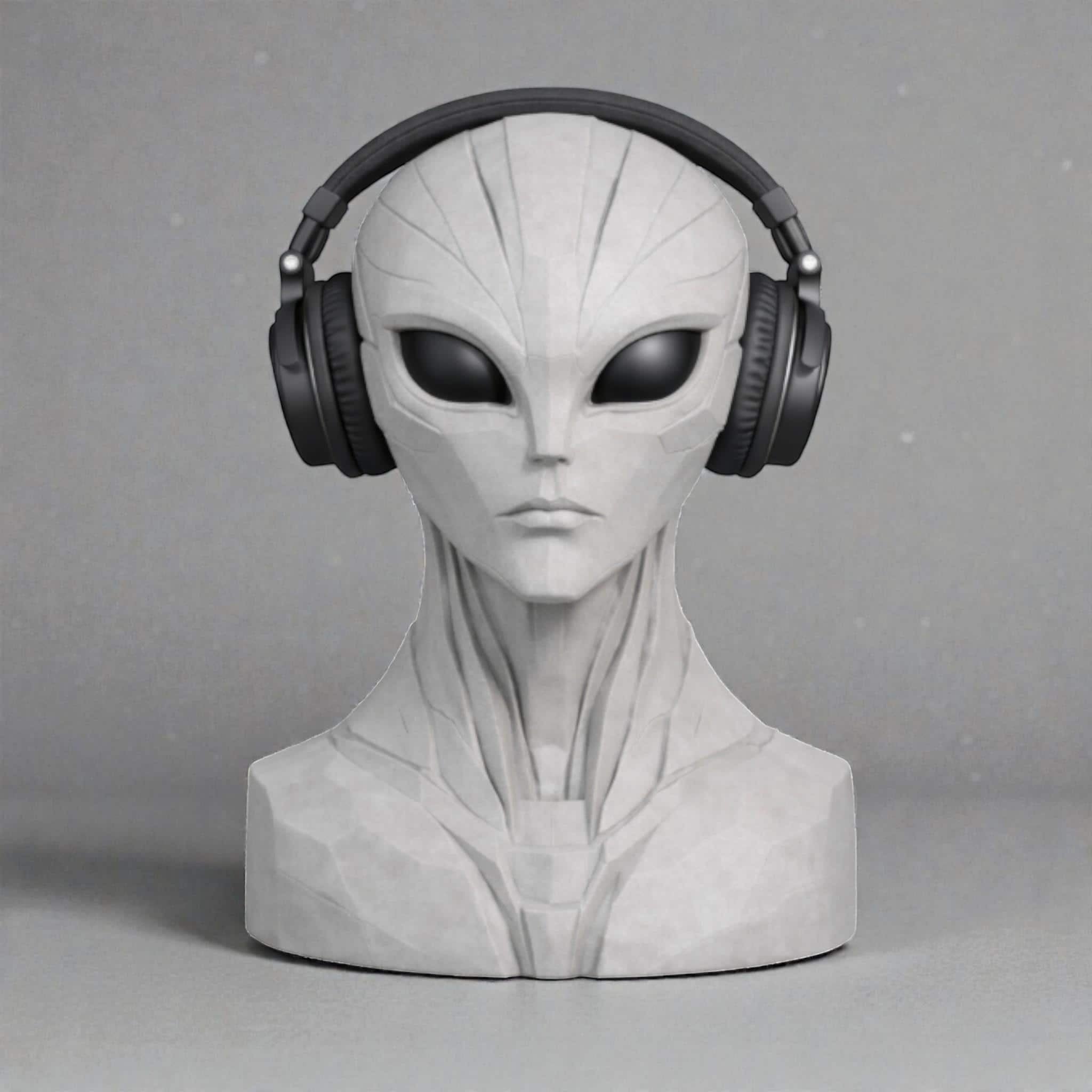 Alien Bust Headphone Stand - Sci Fi Headset Holder & Gamer Desk Decor – 3D printed headphone stand detail 7