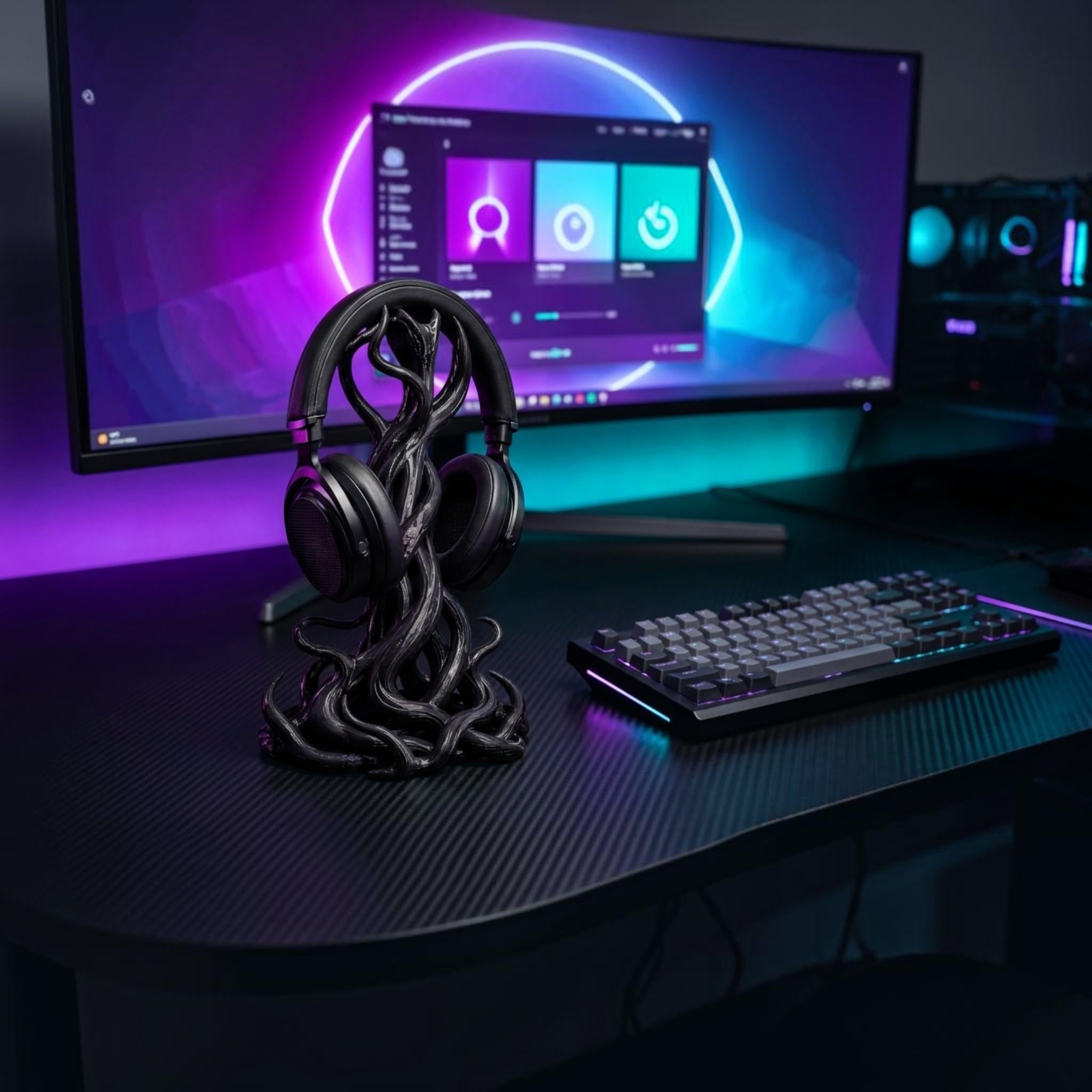 Gothic Tentacle Headphone Stand – Artistic 3D Printed Desk Organizer – 3D printed headphone stand detail 4