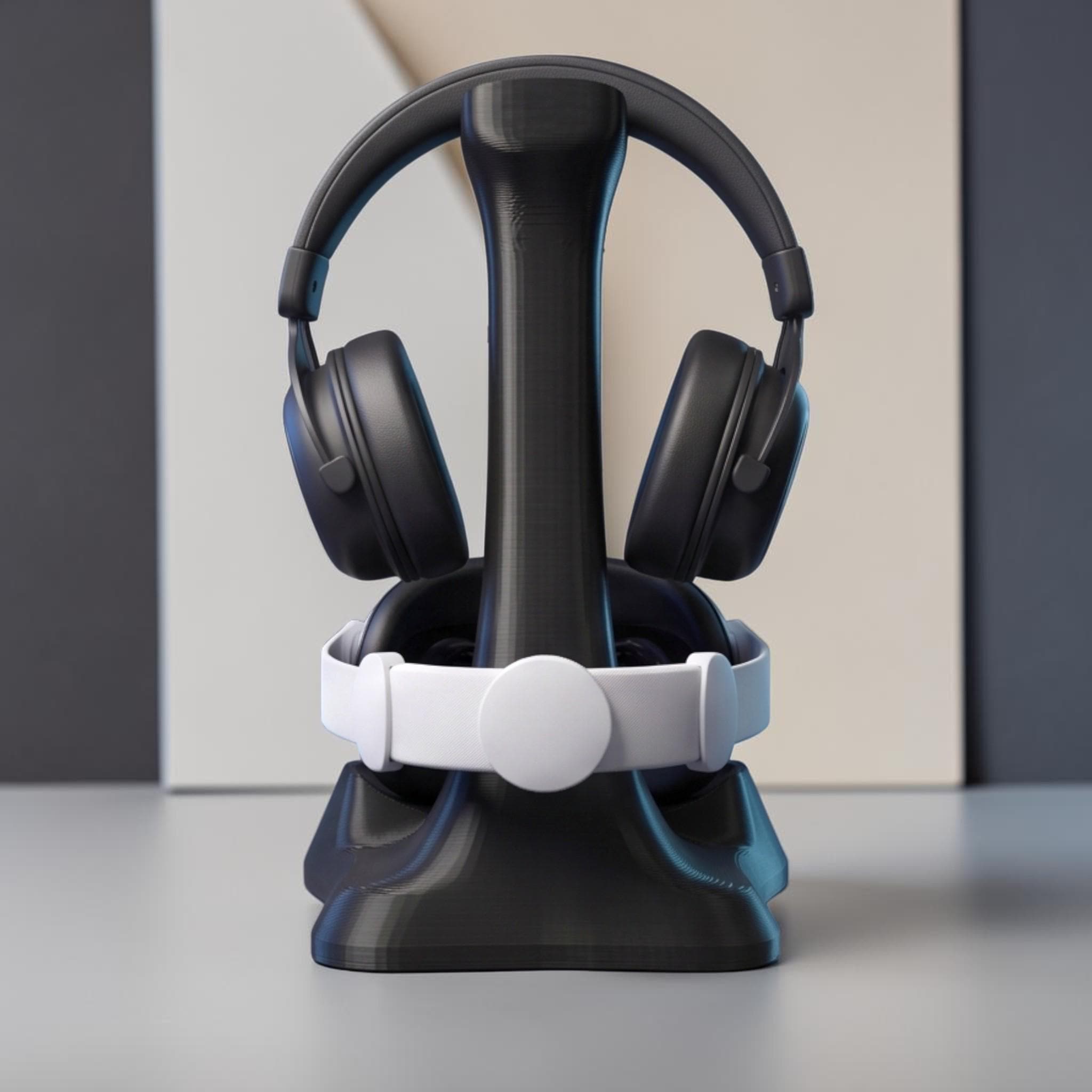 VR & Headphone Dual Stand – 3D Printed Gaming Gear Organizer – 3D printed headphone stand detail 7