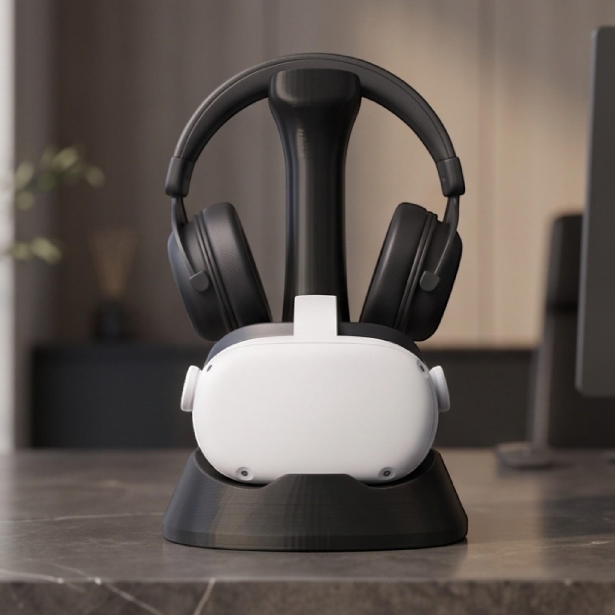 VR & Headphone Dual Stand – 3D Printed Gaming Gear Organizer – 3D printed headphone stand detail 9