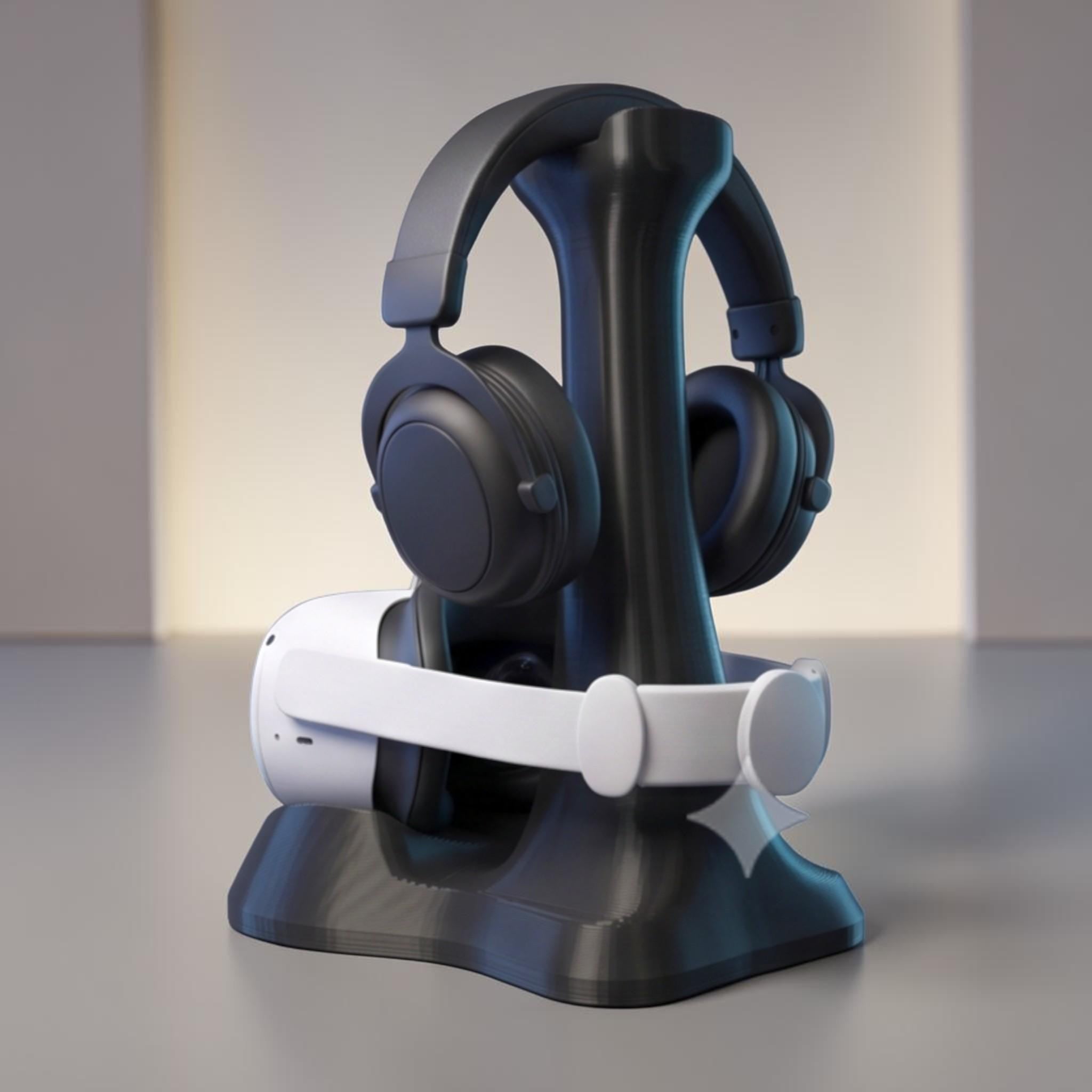 VR & Headphone Dual Stand – 3D Printed Gaming Gear Organizer – 3D printed headphone stand detail 10
