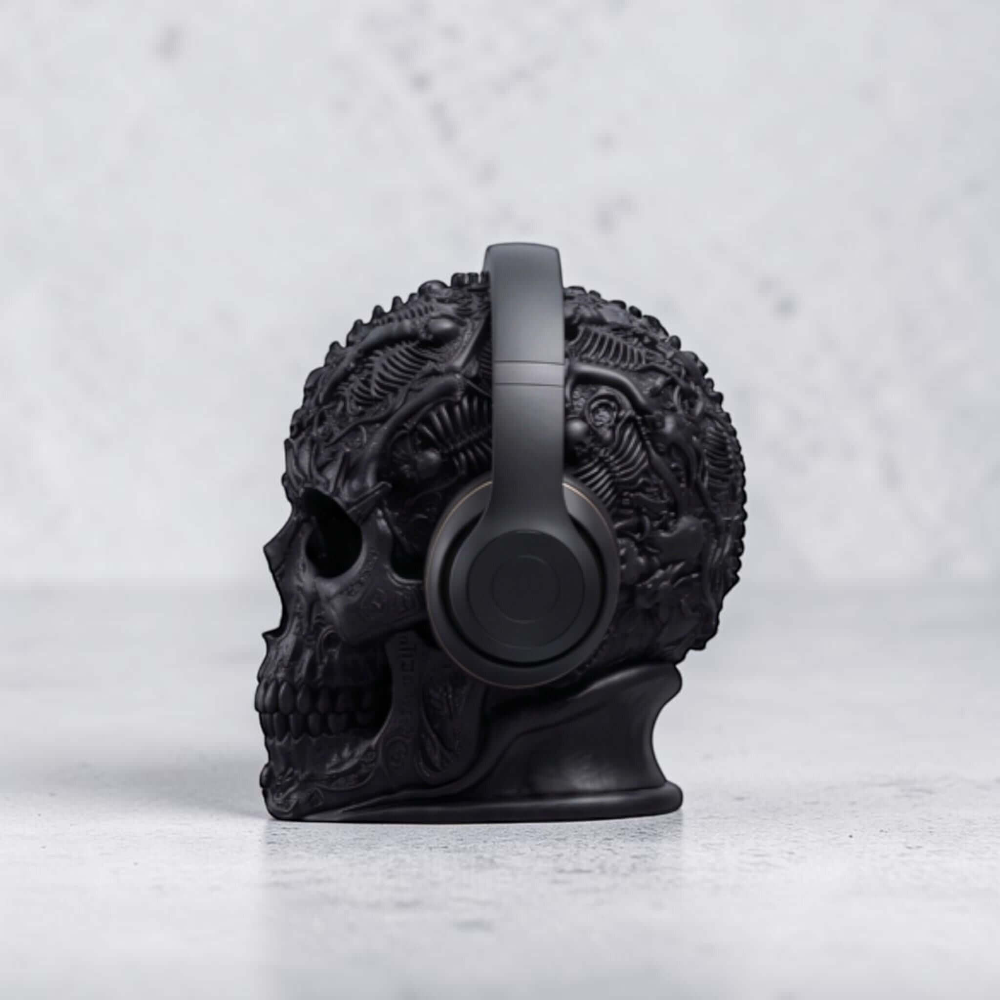 Gothic Skull Headphone Holder – Baroque Ornamental Desk Stand – 3D printed headphone stand detail 13