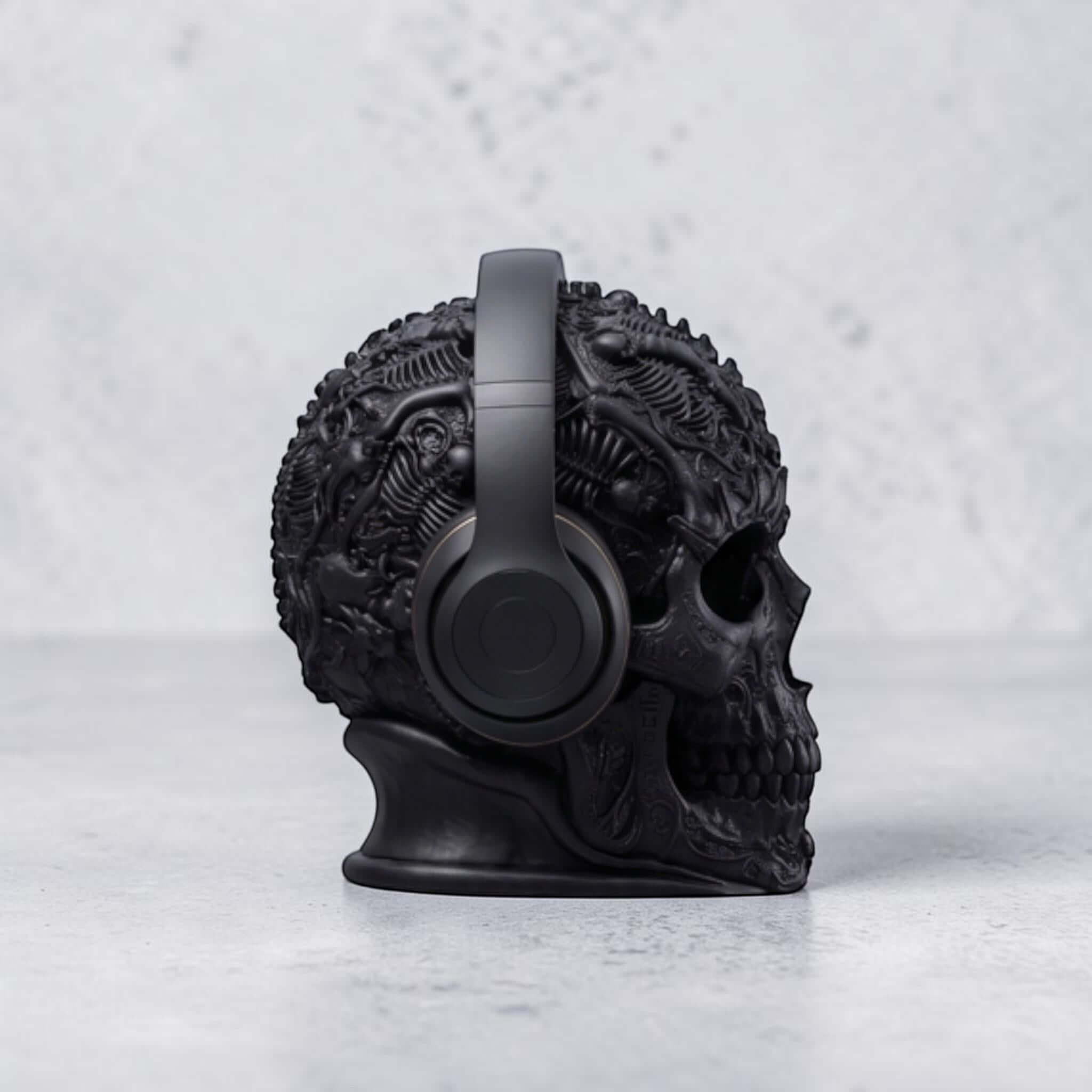 Gothic Skull Headphone Holder – Baroque Ornamental Desk Stand – 3D printed headphone stand detail 14