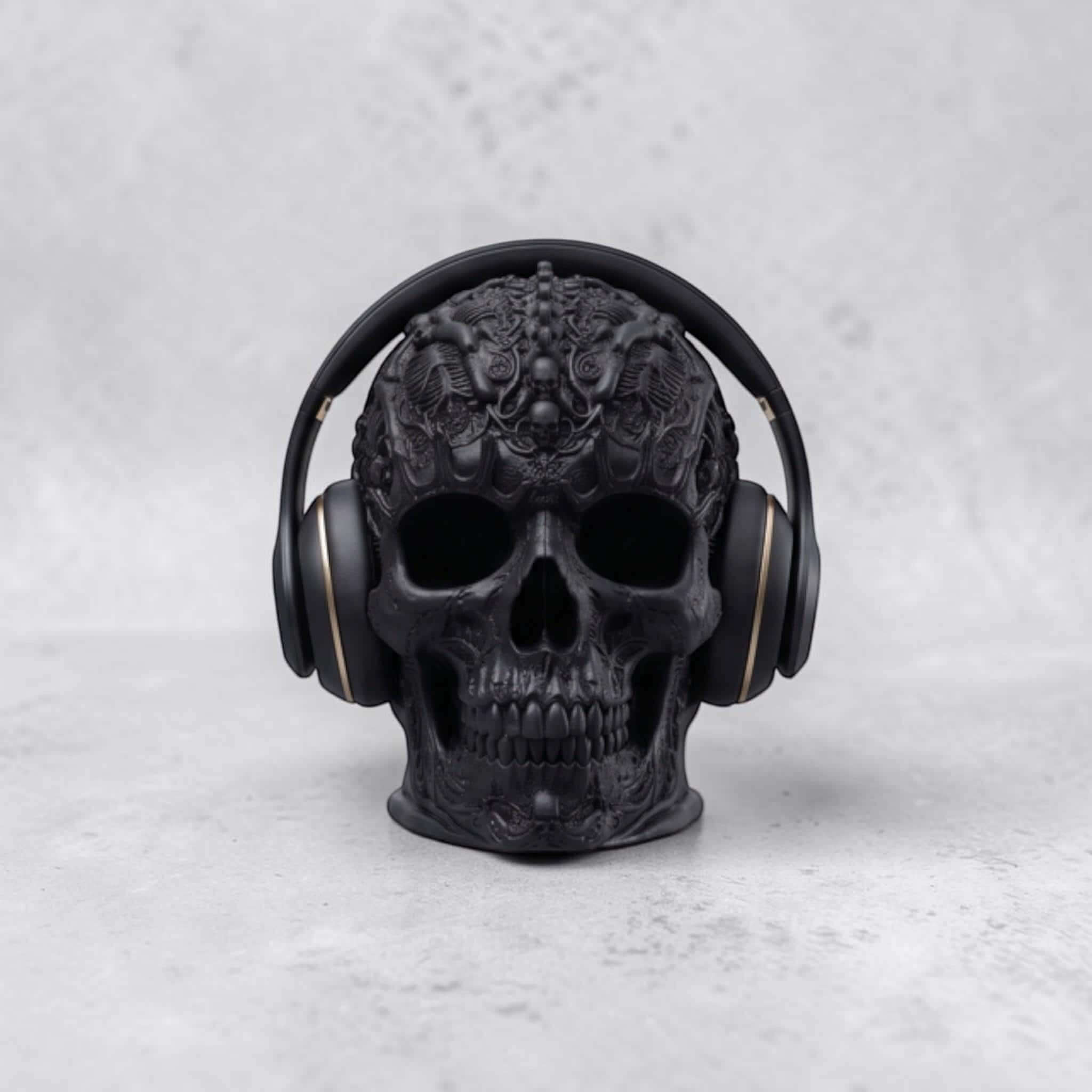 Gothic Skull Headphone Holder – Baroque Ornamental Desk Stand – 3D printed headphone stand detail 5