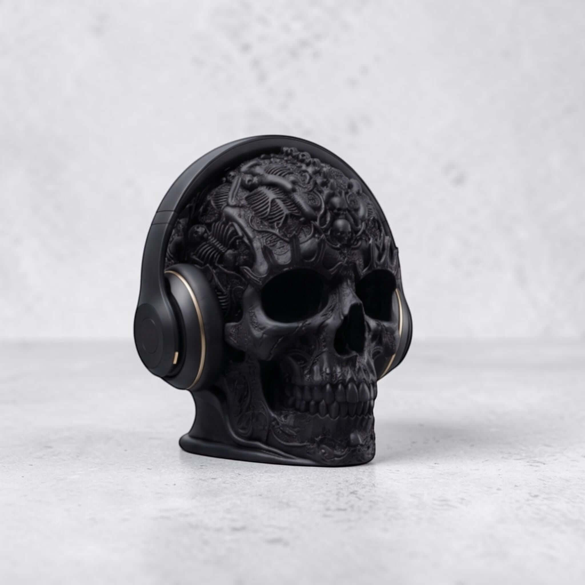 Gothic Skull Headphone Holder – Baroque Ornamental Desk Stand – 3D printed headphone stand detail 10