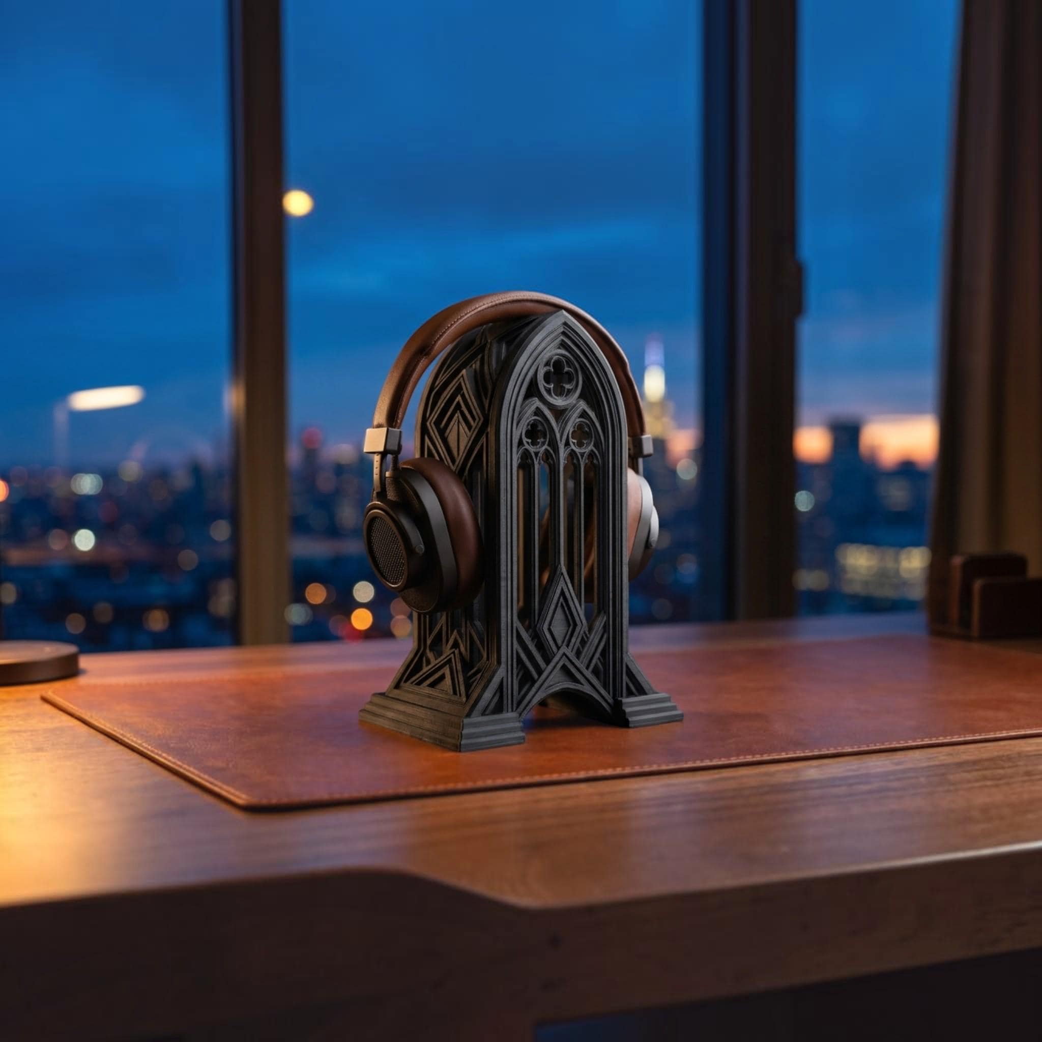 Gothic Cathedral Headphone Stand – 3D Printed Gaming Desk Decor – 3D printed headphone stand detail 5