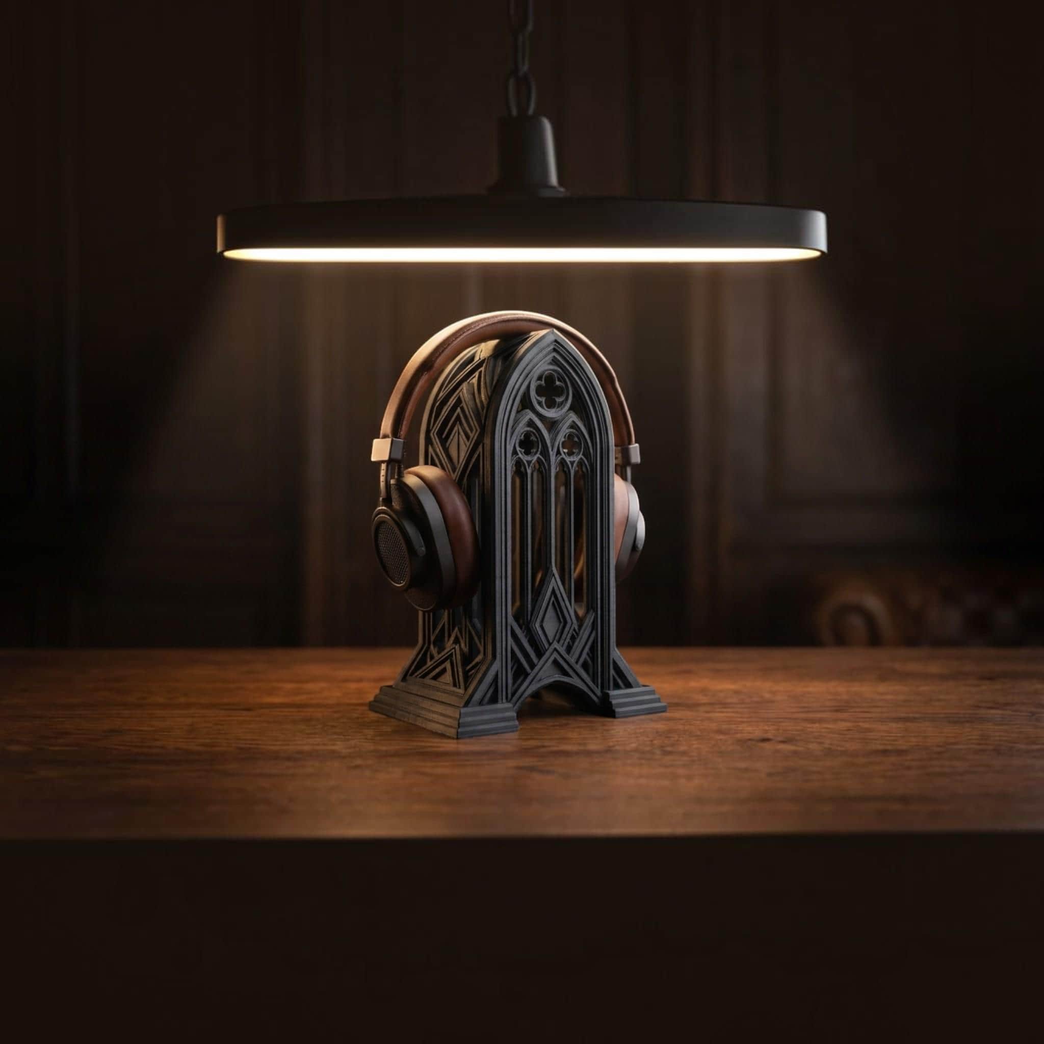 Gothic Cathedral Headphone Stand – 3D Printed Gaming Desk Decor – 3D printed headphone stand detail 7