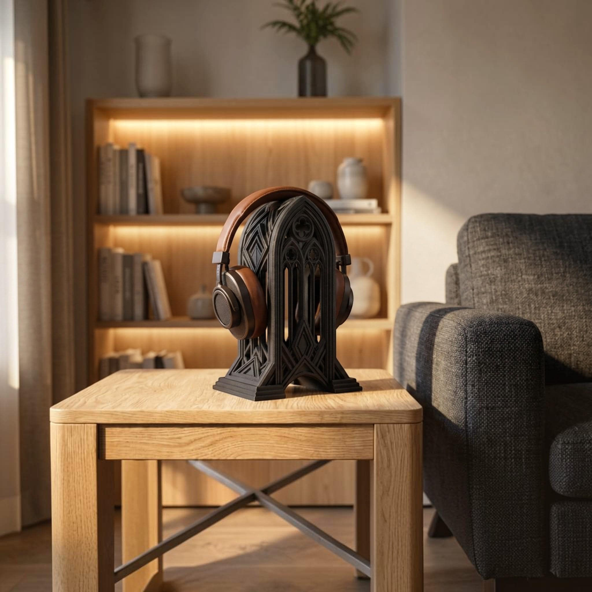 Gothic Cathedral Headphone Stand – 3D Printed Gaming Desk Decor – 3D printed headphone stand detail 8