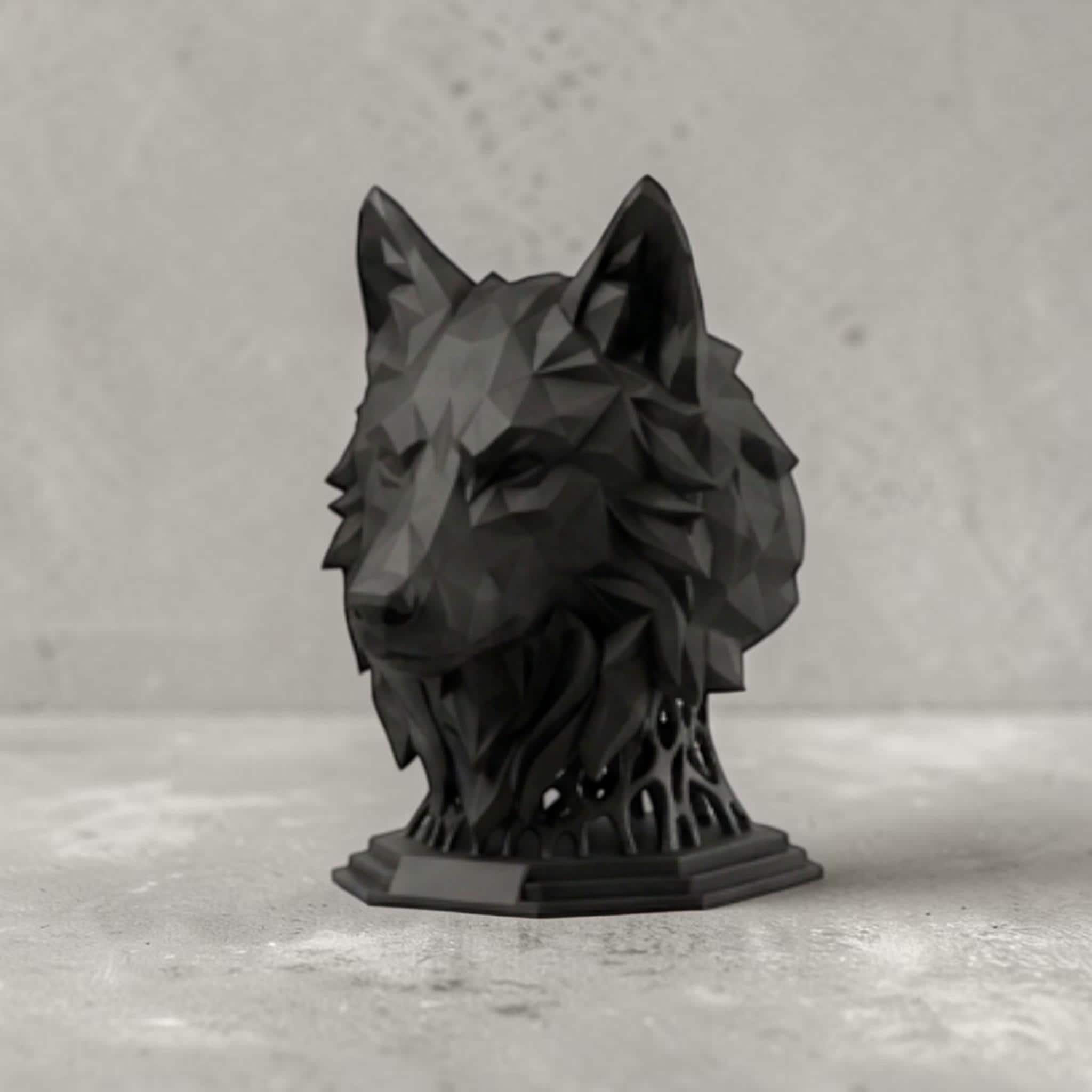 Geometric Wolf Headphone Stand – Hexagonal Base, Multi-Color Edition – 3D printed headphone stand detail 5