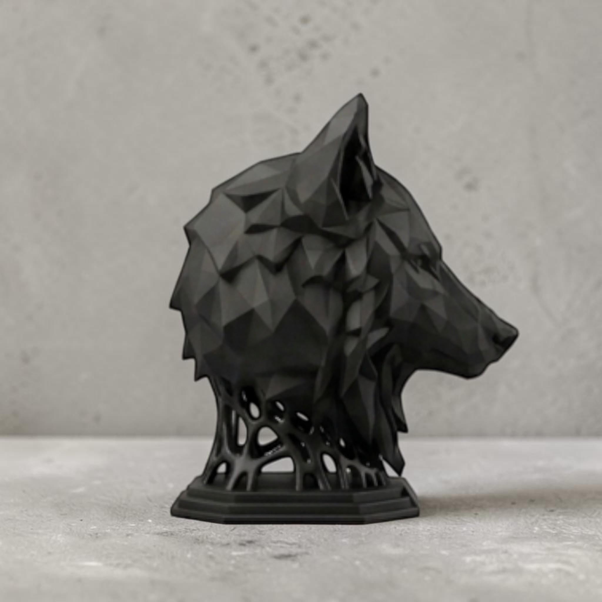 Geometric Wolf Headphone Stand – Hexagonal Base, Multi-Color Edition – 3D printed headphone stand detail 7