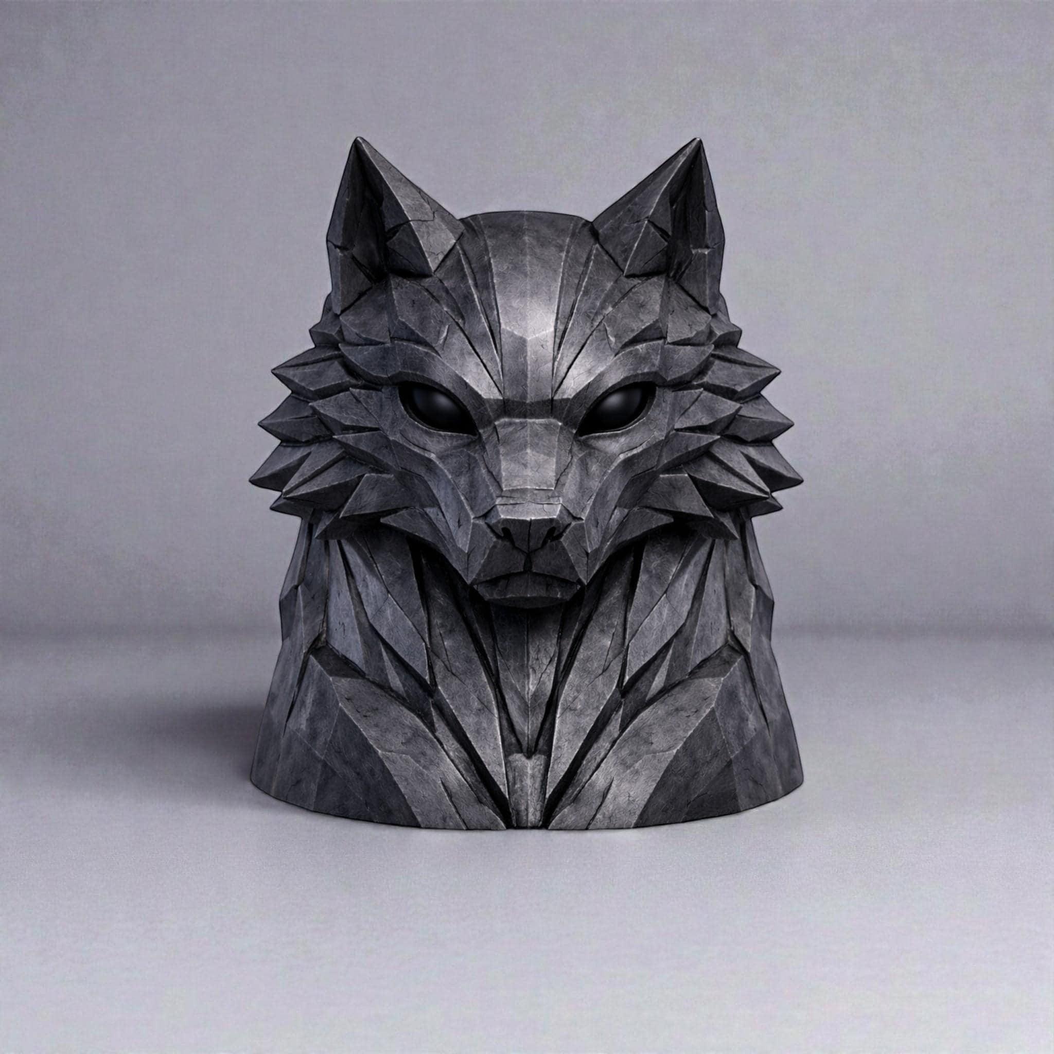 Geometric Wolf Headphone Stand – Compact Low-Poly Desk Organizer – 3D printed headphone stand detail 16