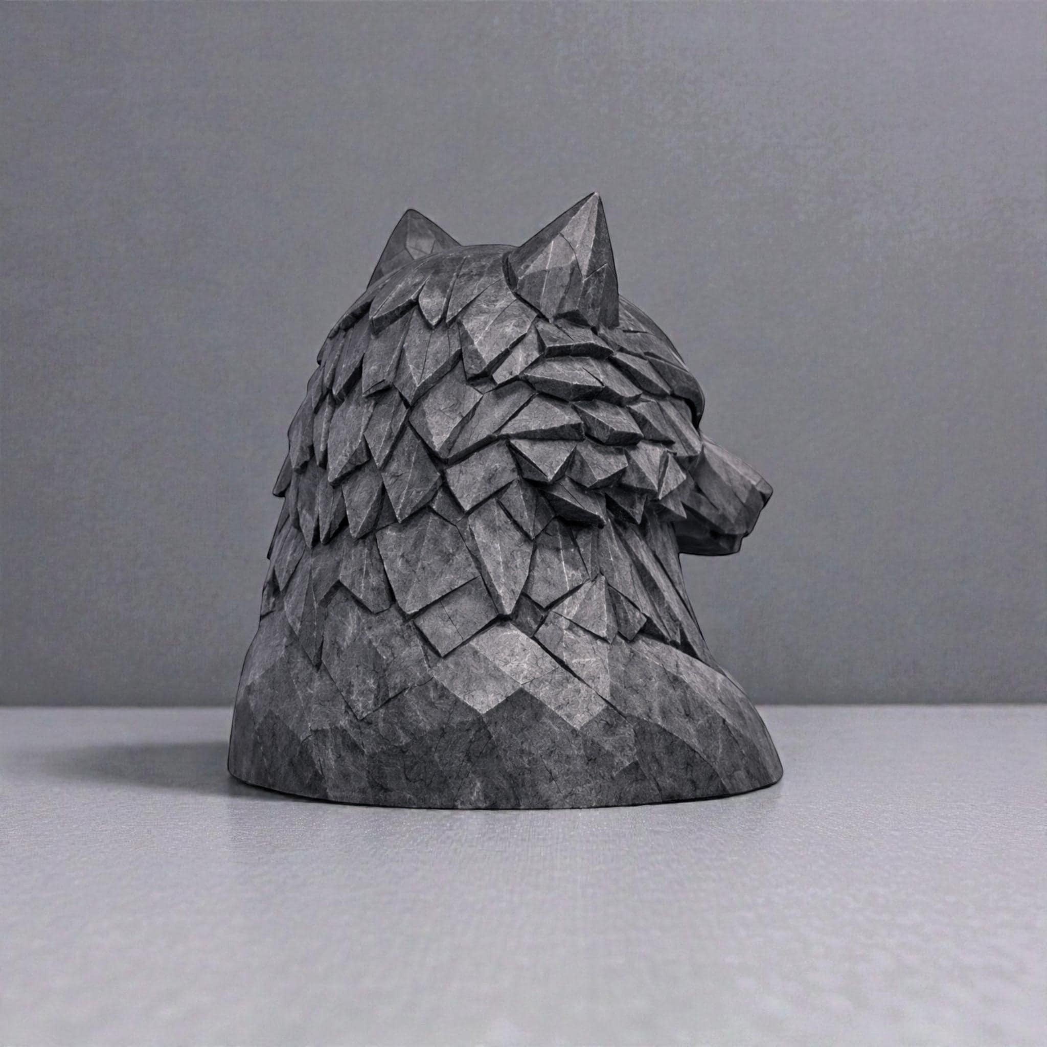 Geometric Wolf Headphone Stand – Compact Low-Poly Desk Organizer – 3D printed headphone stand detail 18