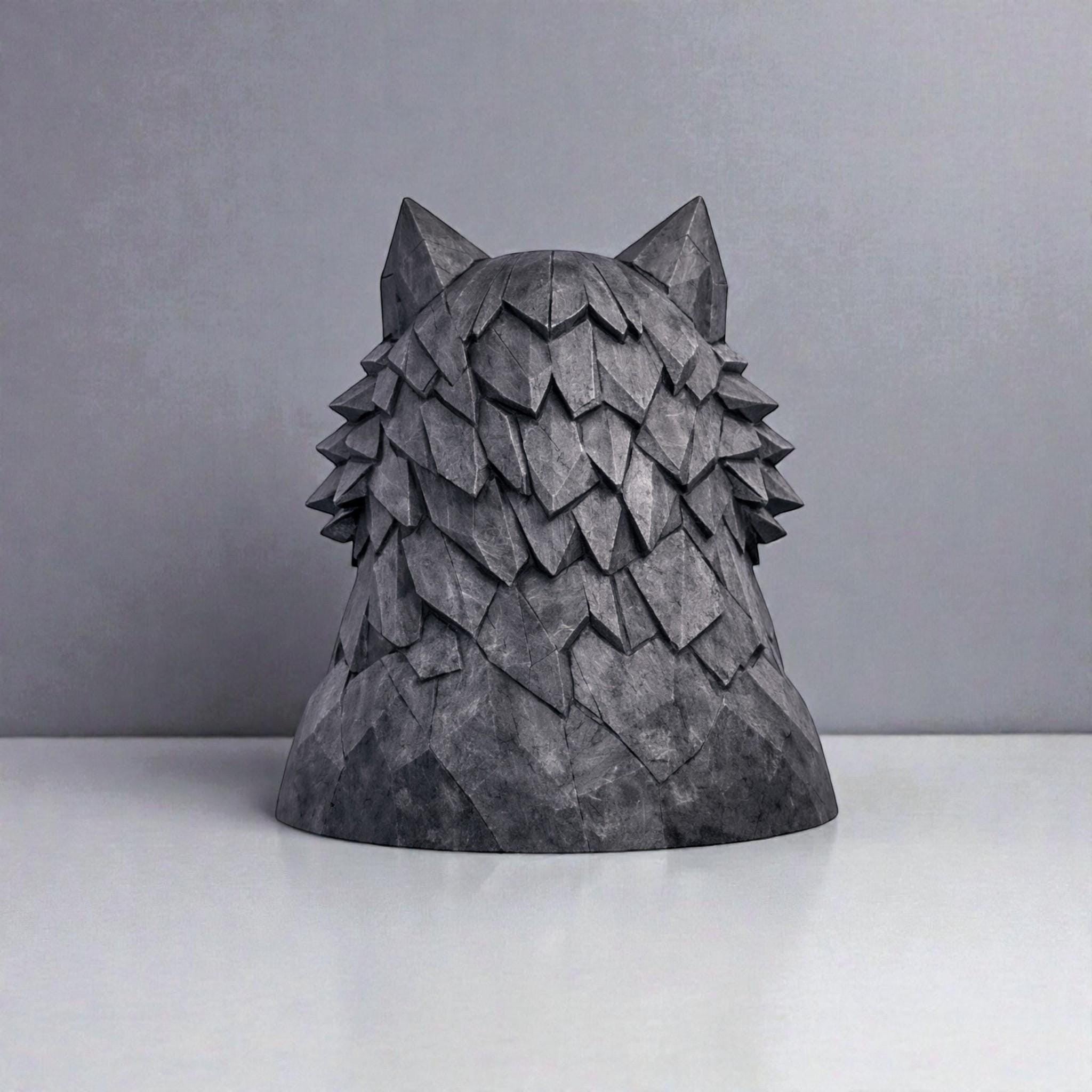 Geometric Wolf Headphone Stand – Compact Low-Poly Desk Organizer – 3D printed headphone stand detail 19
